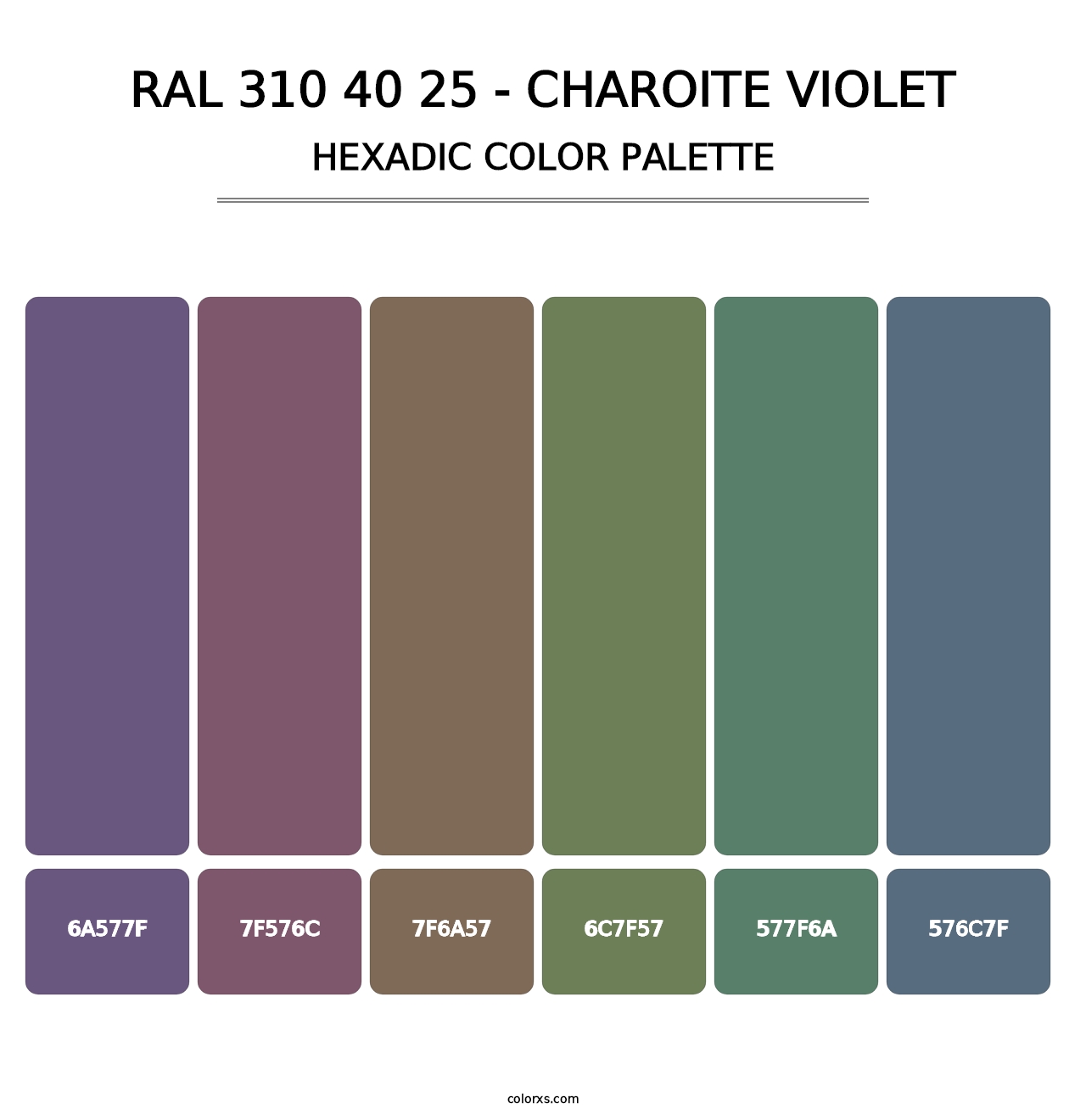 RAL 310 40 25 - Charoite Violet - Hexadic Color Palette