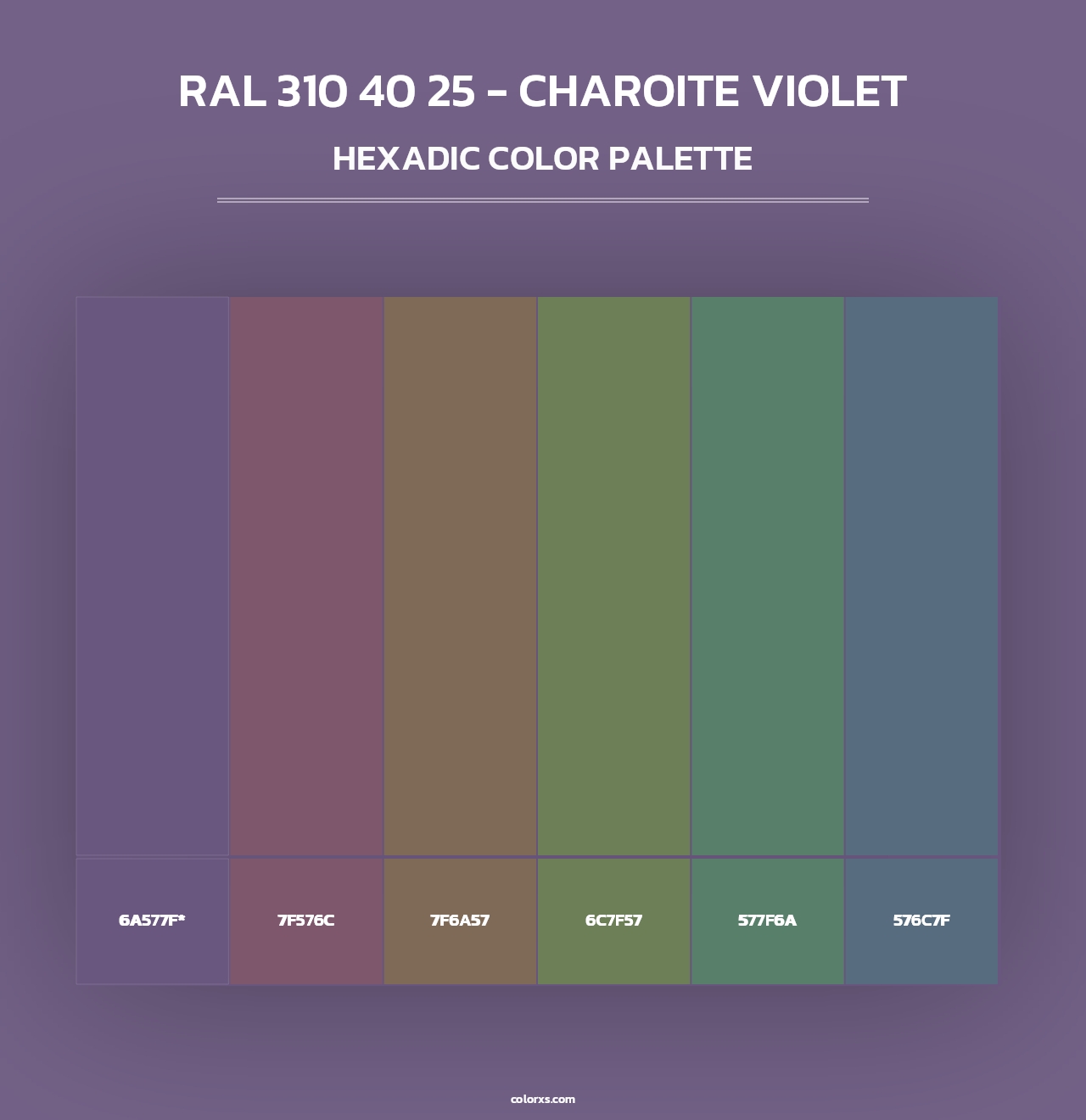 RAL 310 40 25 - Charoite Violet - Hexadic Color Palette