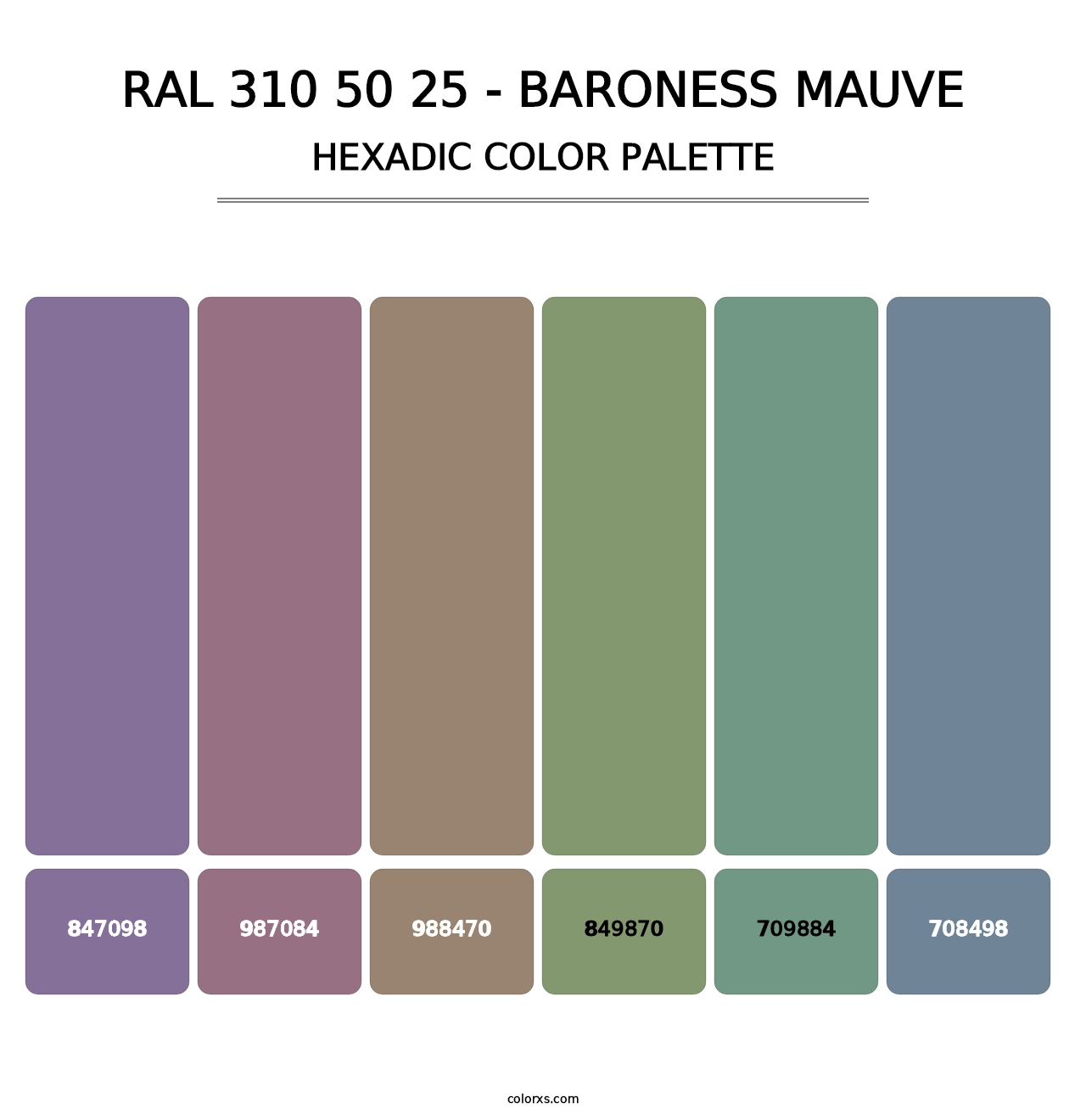RAL 310 50 25 - Baroness Mauve - Hexadic Color Palette
