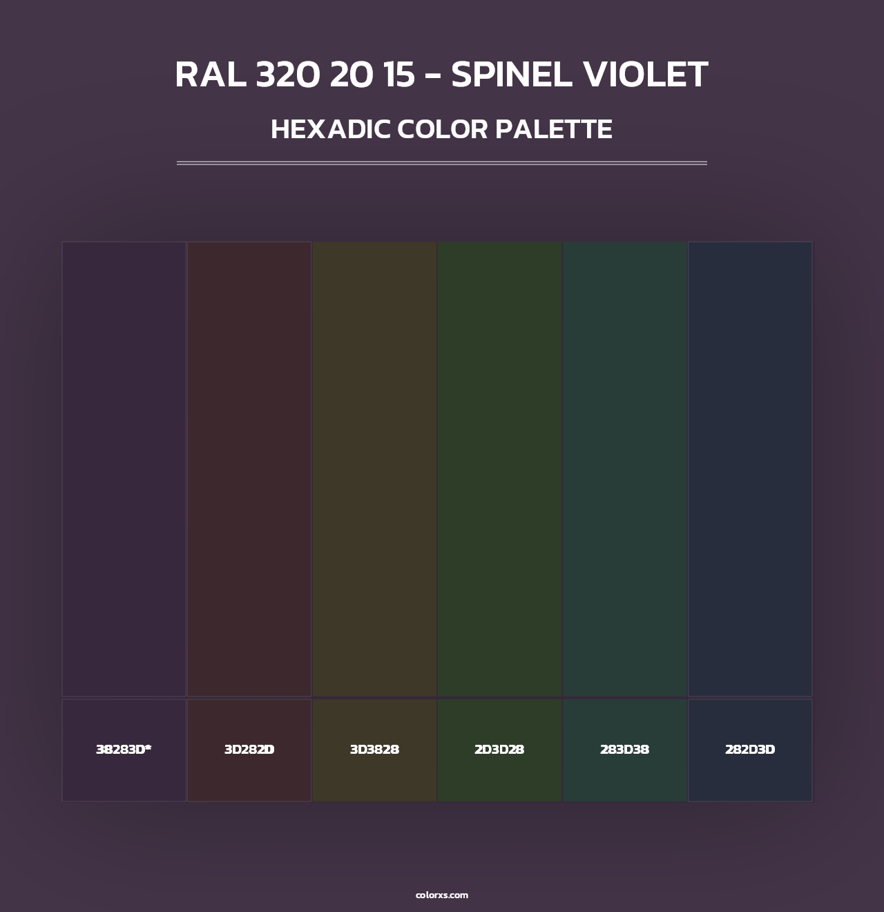 RAL 320 20 15 - Spinel Violet - Hexadic Color Palette
