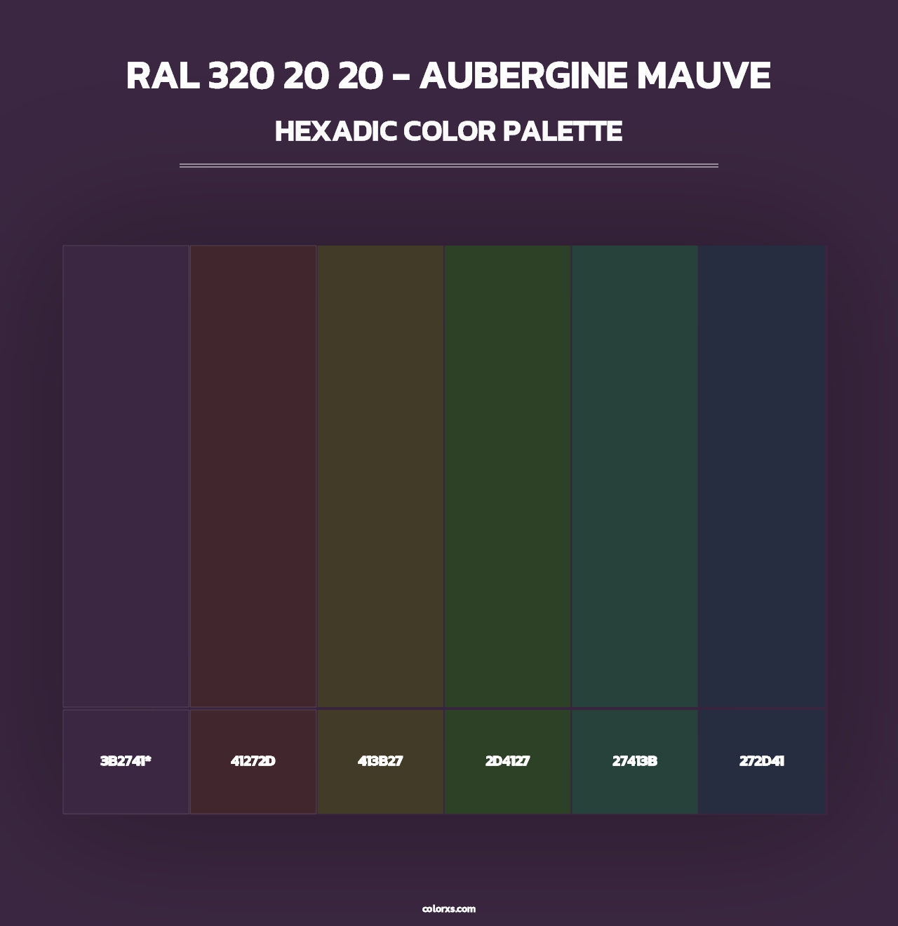 RAL 320 20 20 - Aubergine Mauve - Hexadic Color Palette