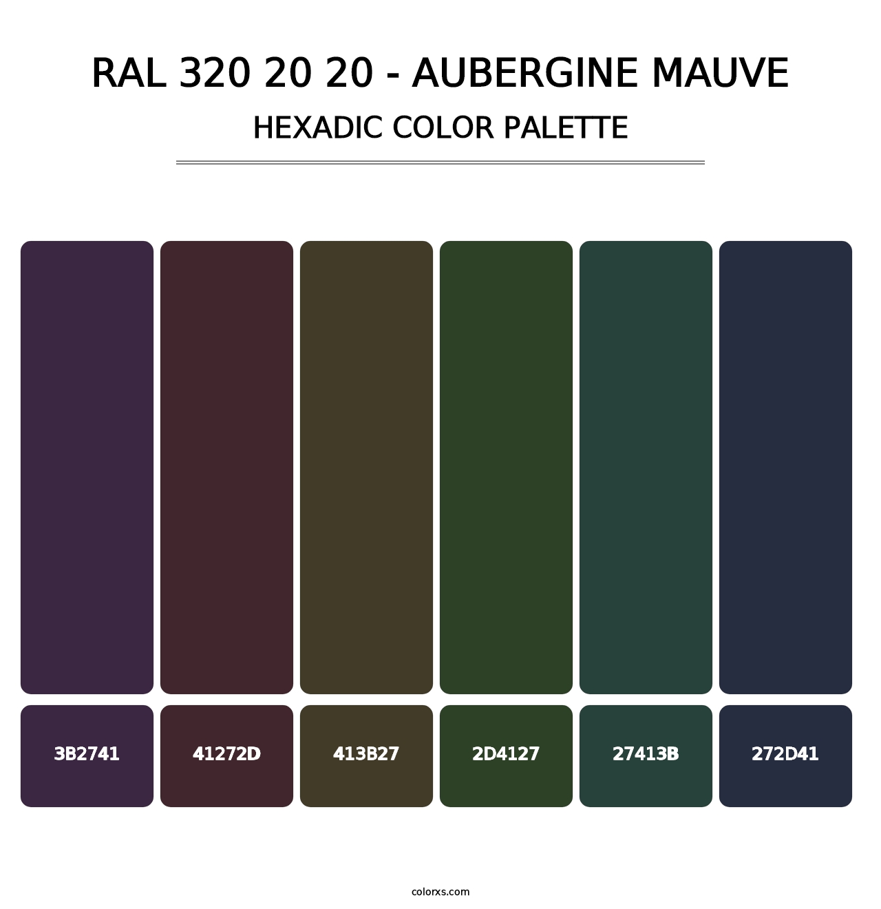 RAL 320 20 20 - Aubergine Mauve - Hexadic Color Palette