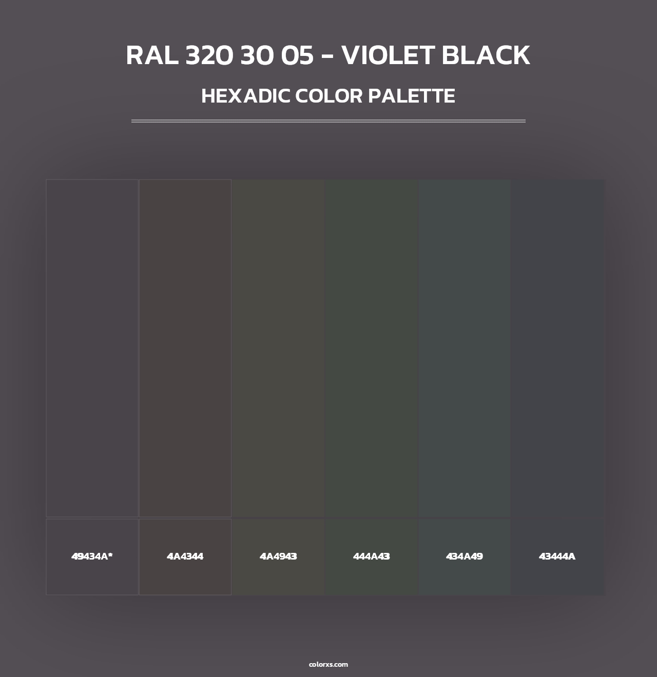 RAL 320 30 05 - Violet Black - Hexadic Color Palette