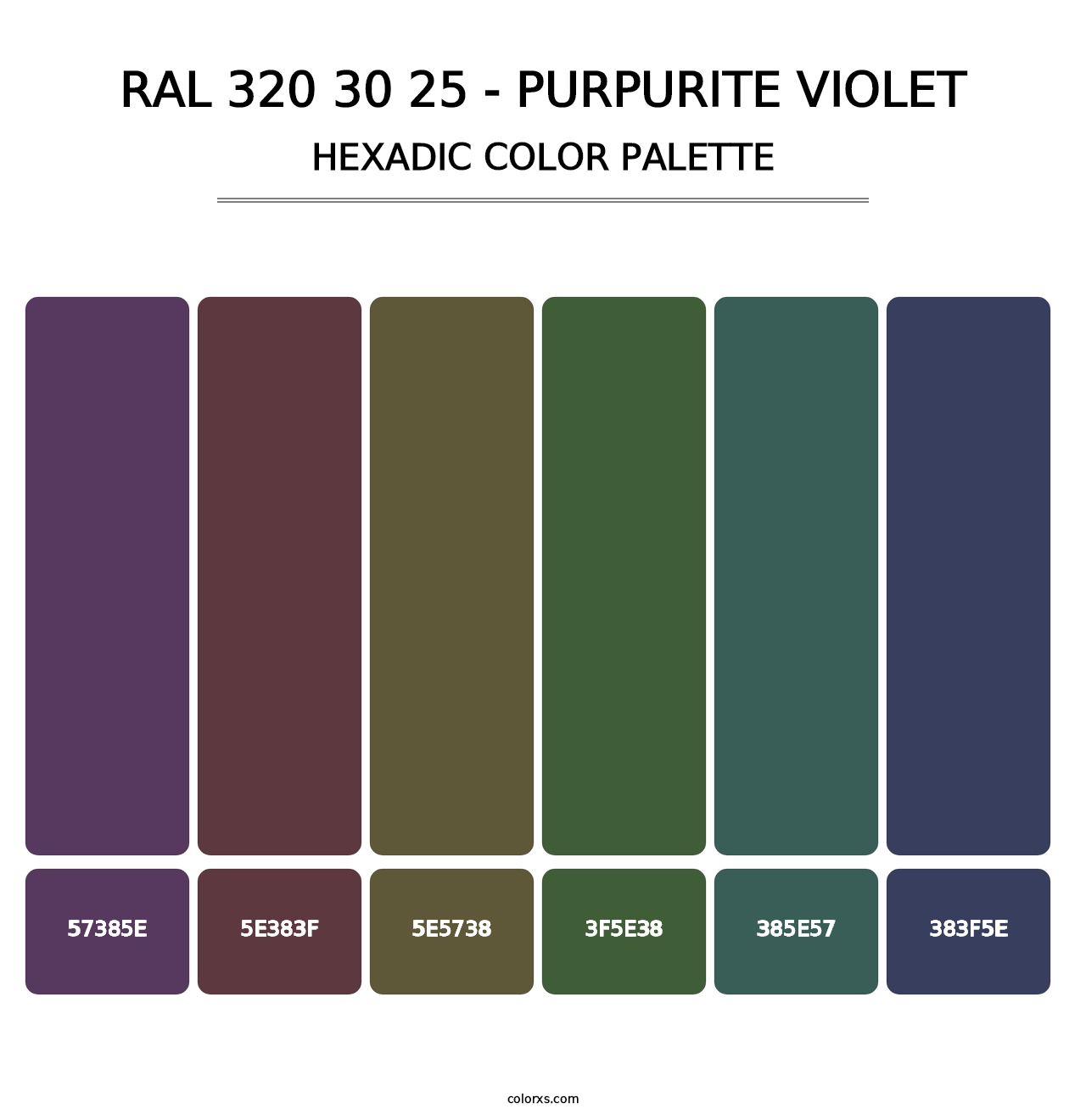 RAL 320 30 25 - Purpurite Violet - Hexadic Color Palette