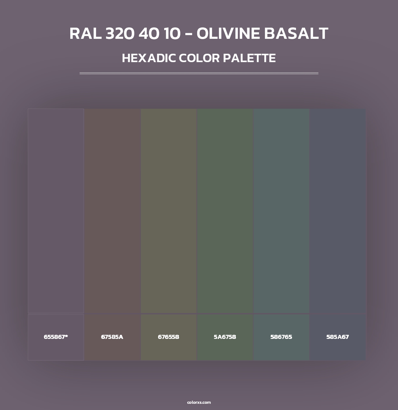 RAL 320 40 10 - Olivine Basalt - Hexadic Color Palette