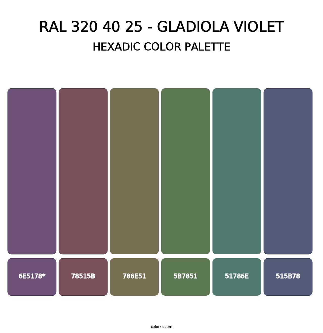 RAL 320 40 25 - Gladiola Violet - Hexadic Color Palette