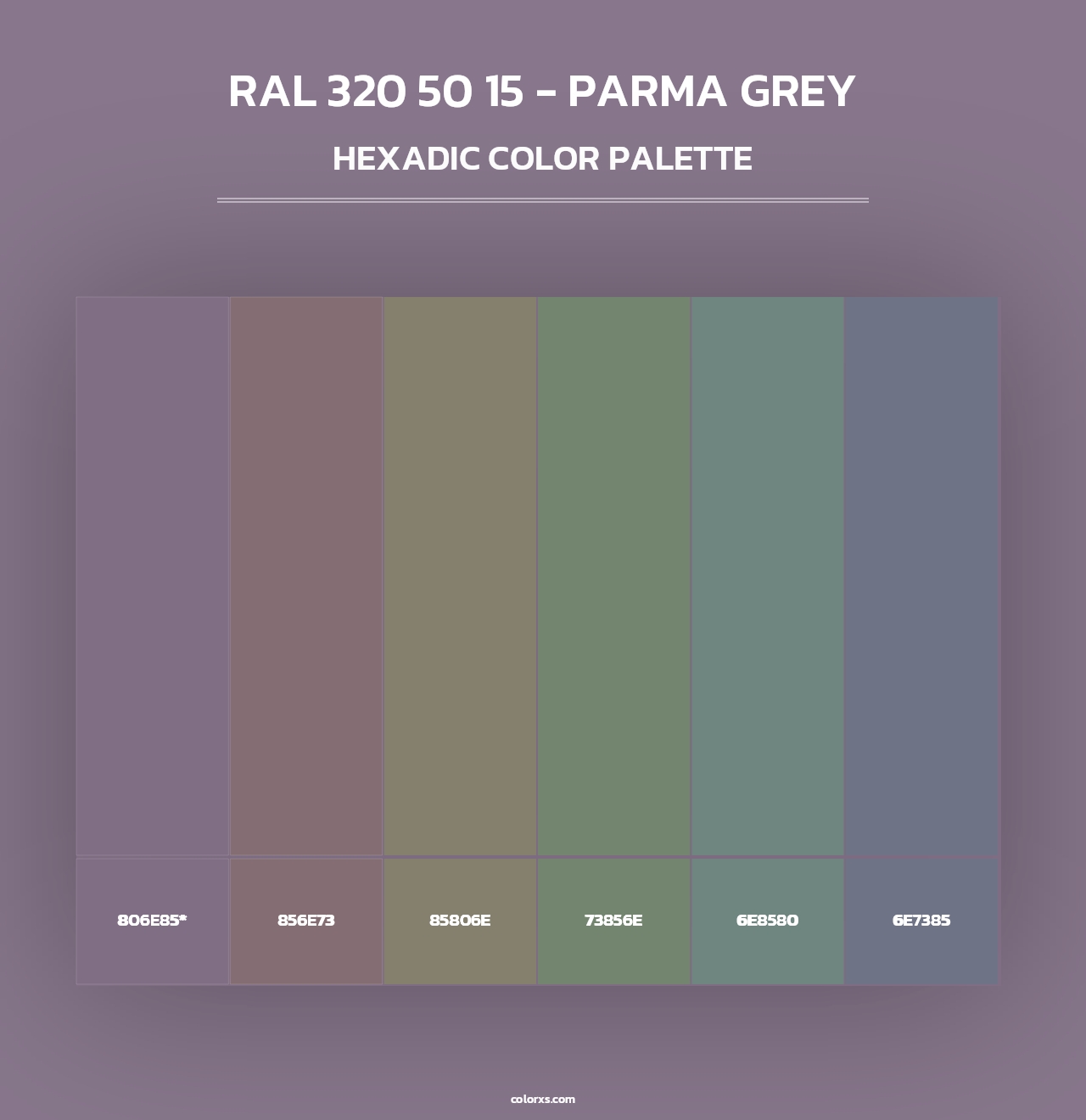 RAL 320 50 15 - Parma Grey - Hexadic Color Palette