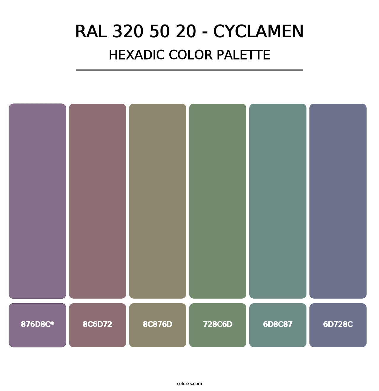 RAL 320 50 20 - Cyclamen - Hexadic Color Palette