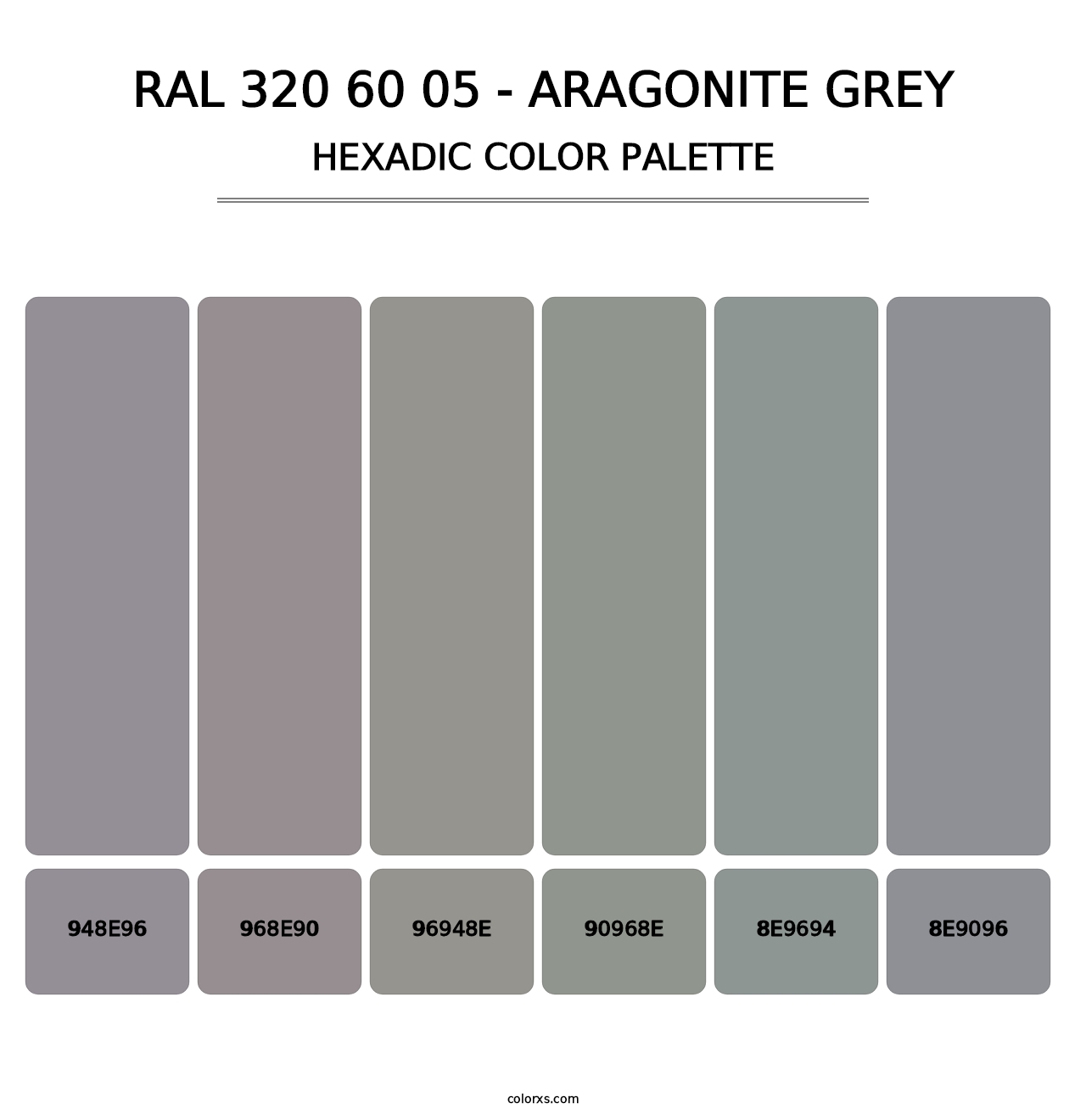 RAL 320 60 05 - Aragonite Grey - Hexadic Color Palette