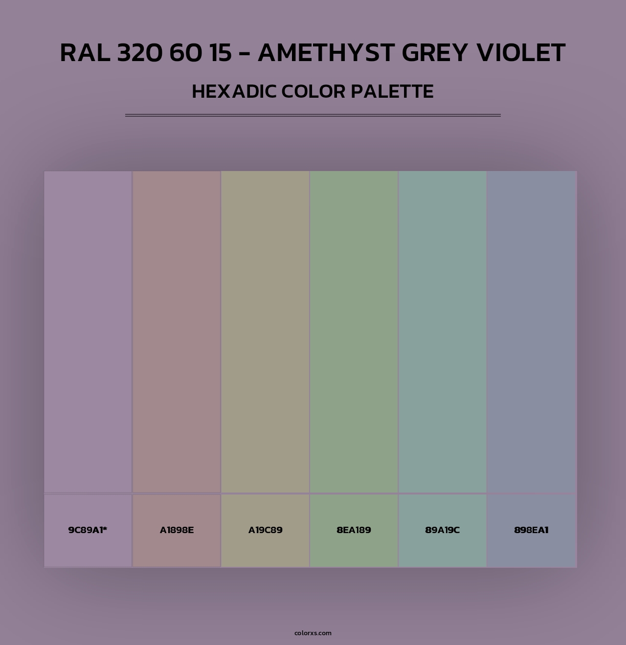 RAL 320 60 15 - Amethyst Grey Violet - Hexadic Color Palette
