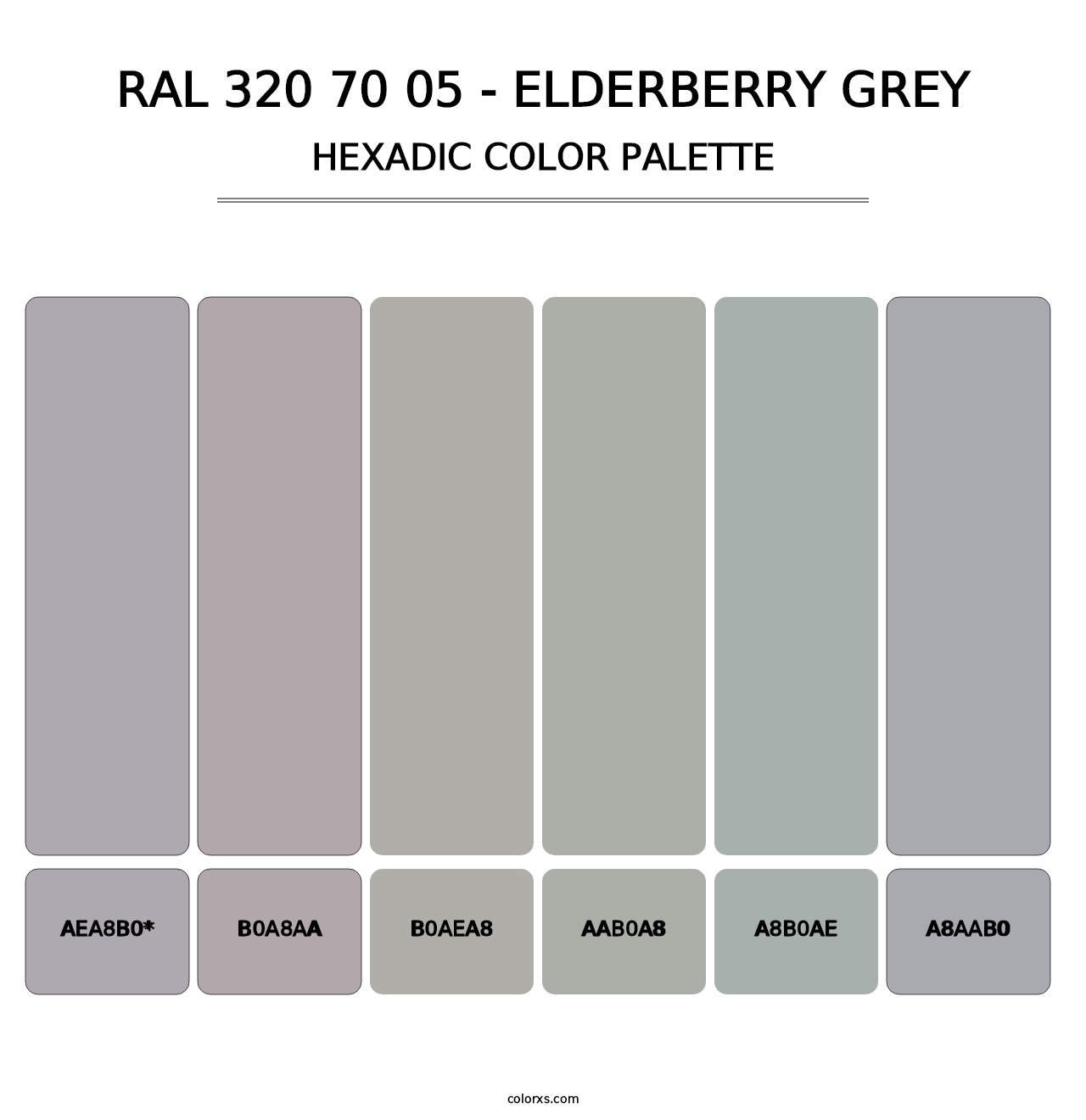 RAL 320 70 05 - Elderberry Grey - Hexadic Color Palette
