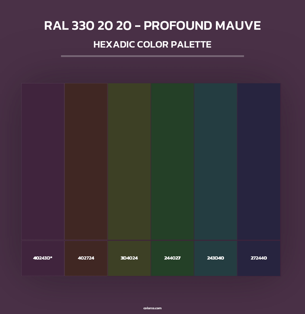 RAL 330 20 20 - Profound Mauve - Hexadic Color Palette