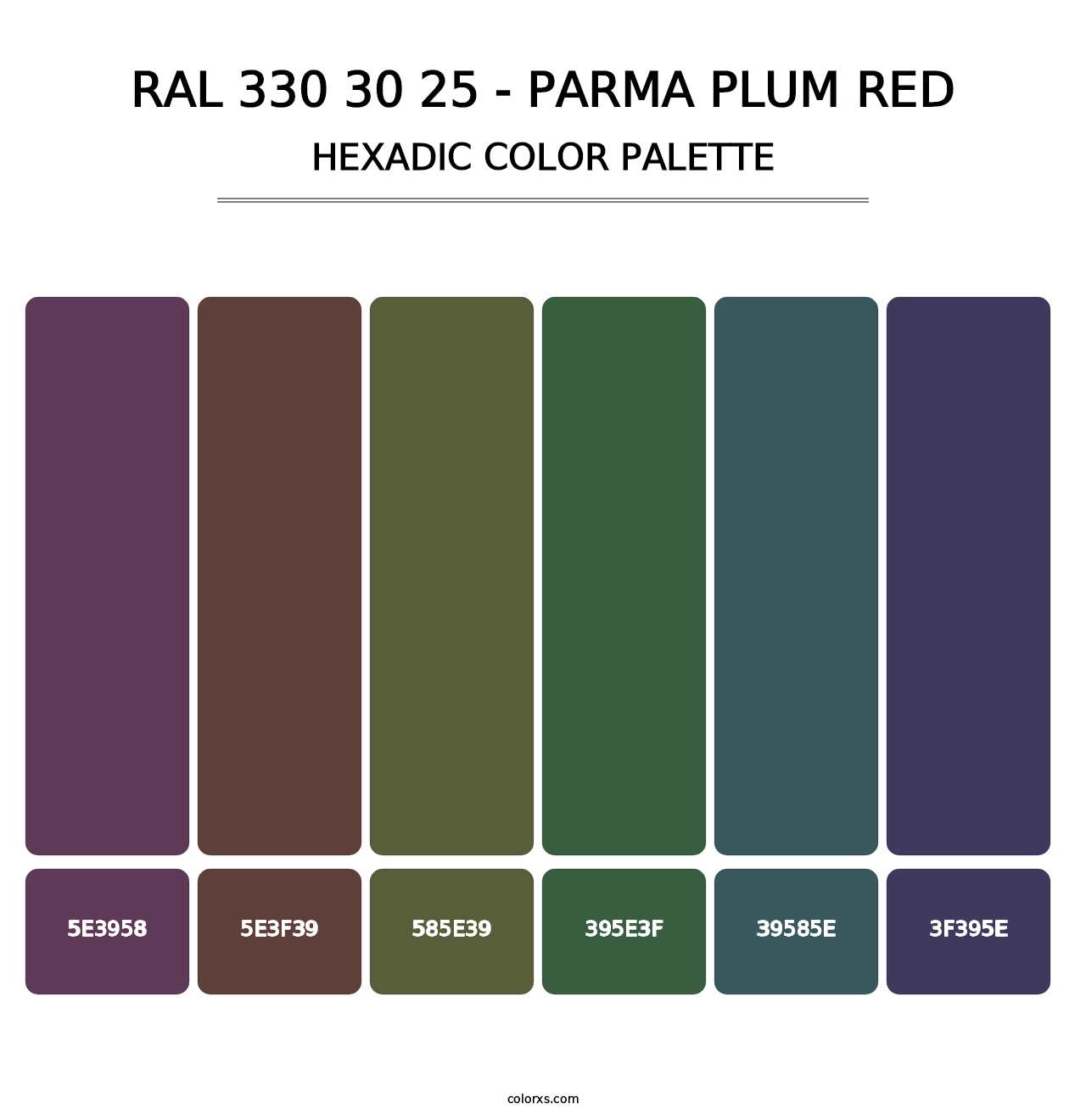 RAL 330 30 25 - Parma Plum Red - Hexadic Color Palette