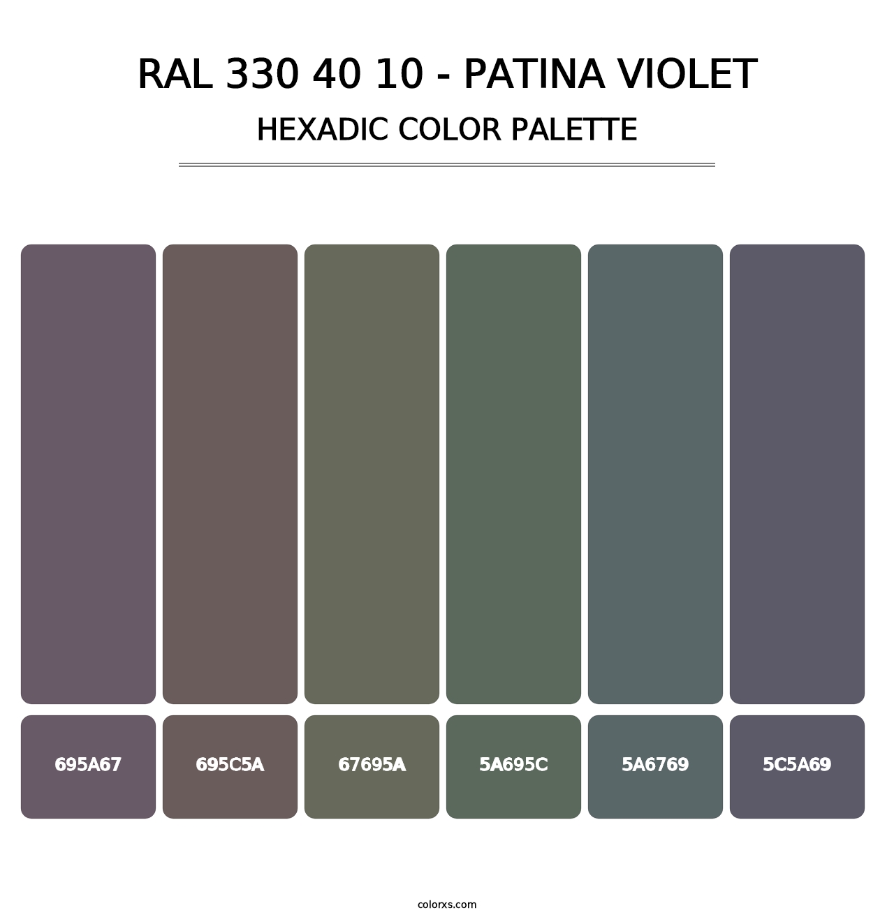 RAL 330 40 10 - Patina Violet - Hexadic Color Palette