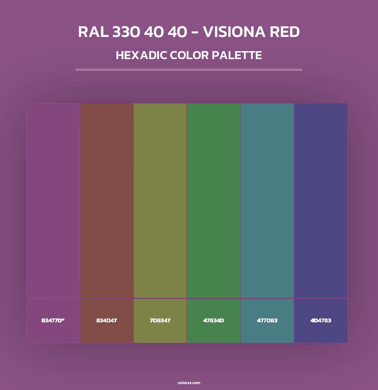 RAL 330 40 40 - Visiona Red - Hexadic Color Palette