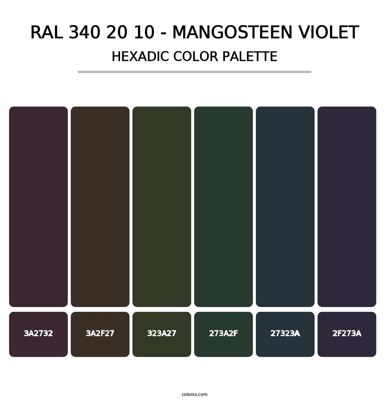 RAL 340 20 10 - Mangosteen Violet - Hexadic Color Palette