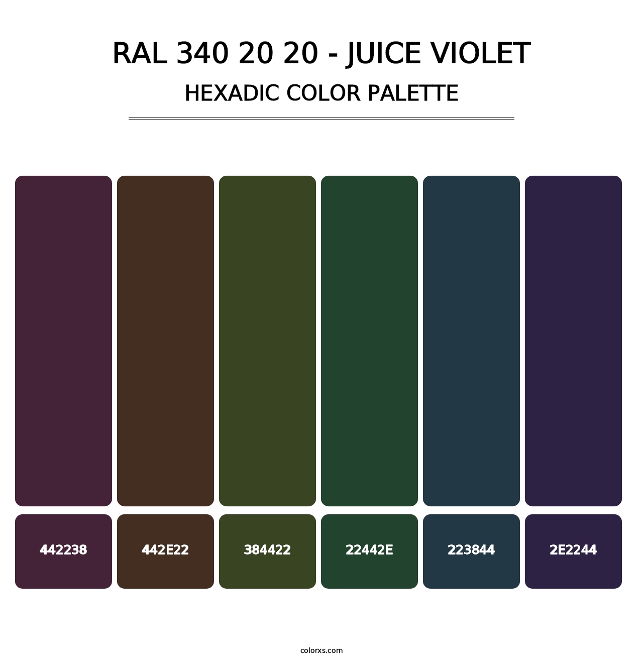 RAL 340 20 20 - Juice Violet - Hexadic Color Palette