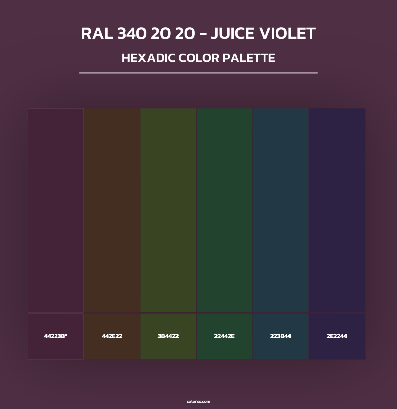 RAL 340 20 20 - Juice Violet - Hexadic Color Palette
