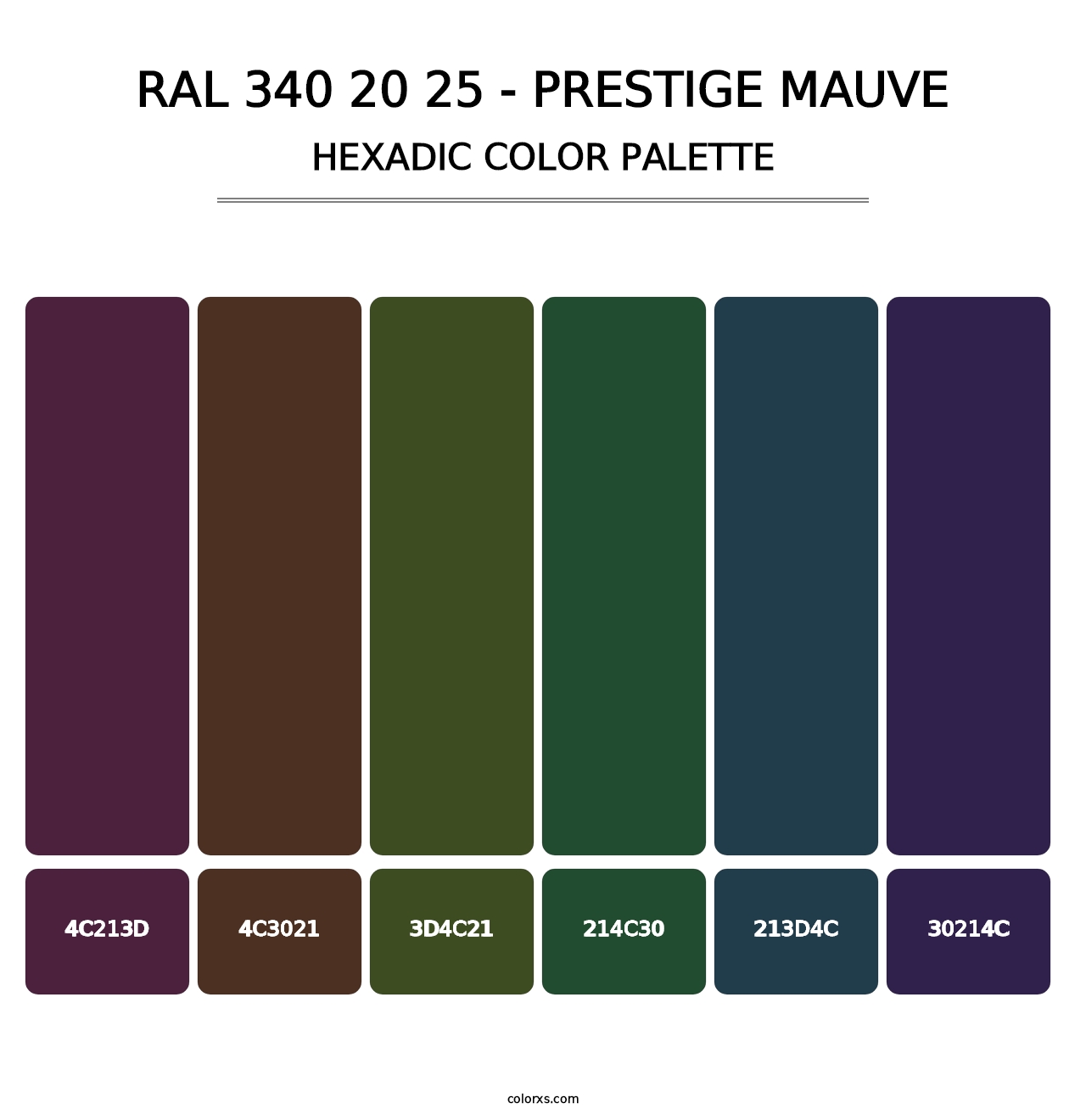 RAL 340 20 25 - Prestige Mauve - Hexadic Color Palette