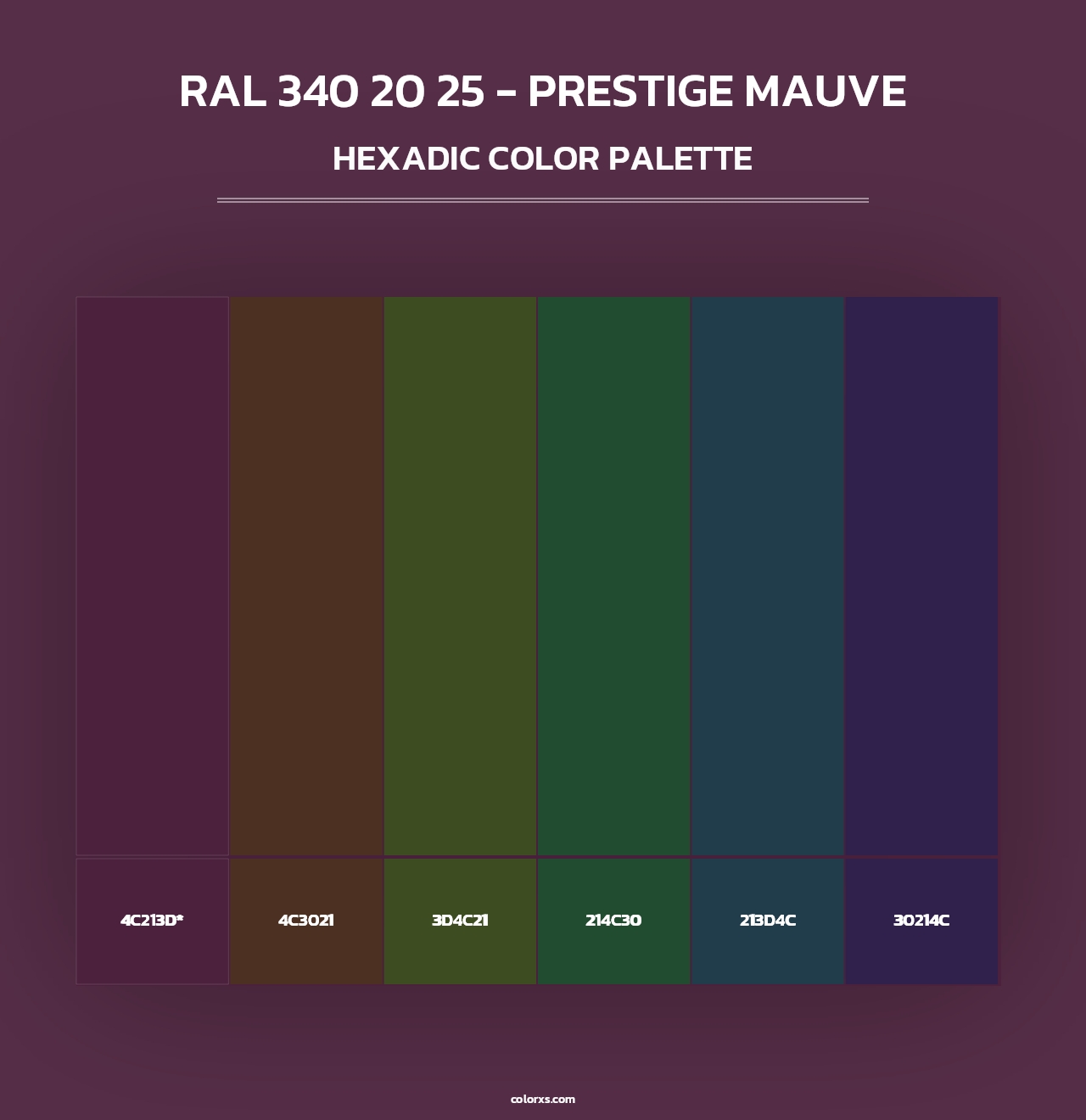 RAL 340 20 25 - Prestige Mauve - Hexadic Color Palette