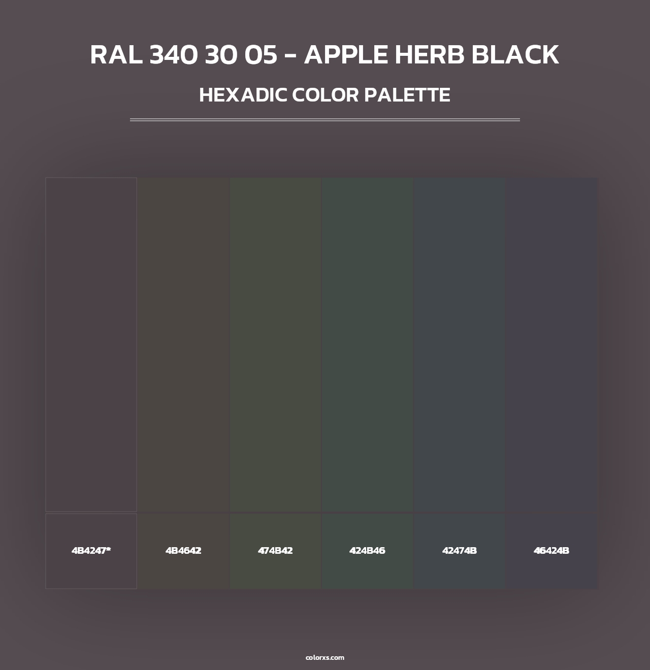 RAL 340 30 05 - Apple Herb Black - Hexadic Color Palette