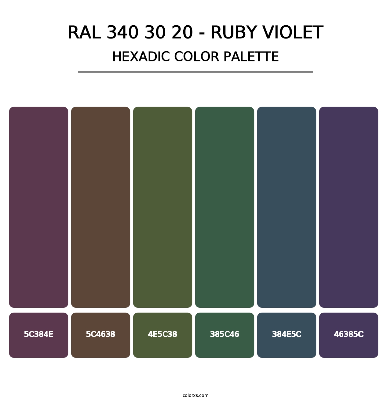 RAL 340 30 20 - Ruby Violet - Hexadic Color Palette