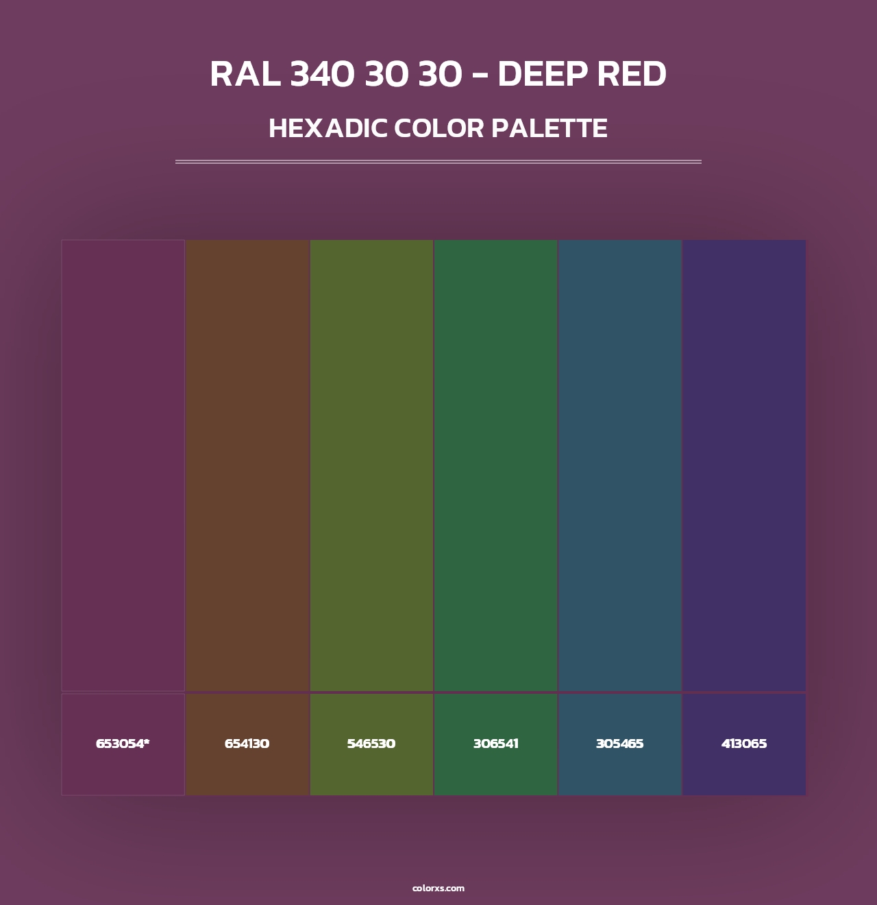 RAL 340 30 30 - Deep Red - Hexadic Color Palette