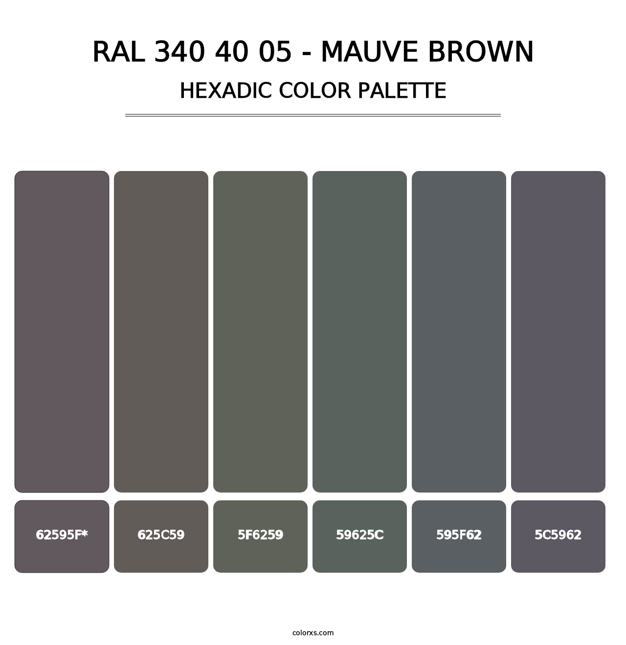 RAL 340 40 05 - Mauve Brown - Hexadic Color Palette