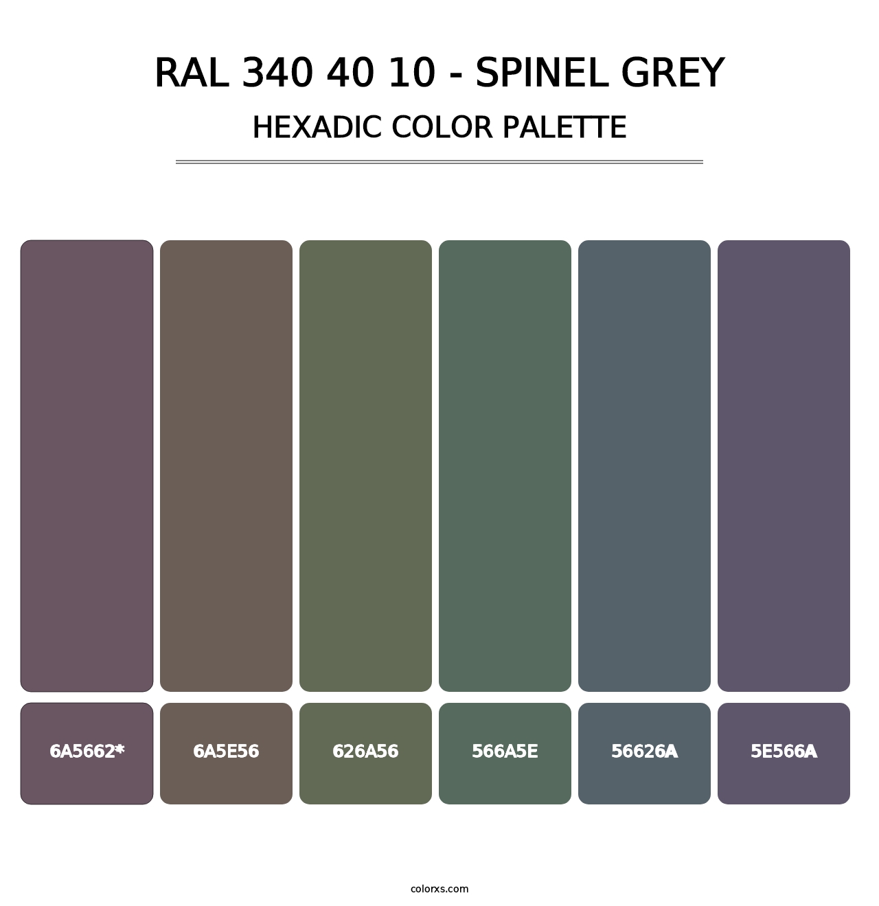 RAL 340 40 10 - Spinel Grey - Hexadic Color Palette