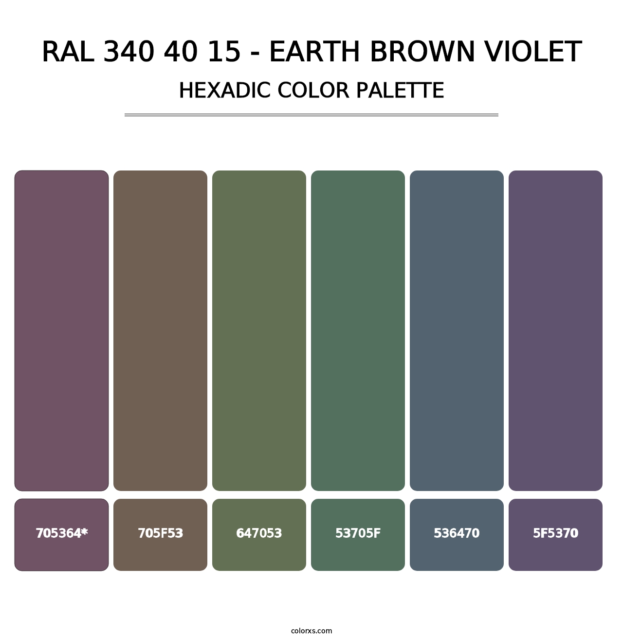 RAL 340 40 15 - Earth Brown Violet - Hexadic Color Palette