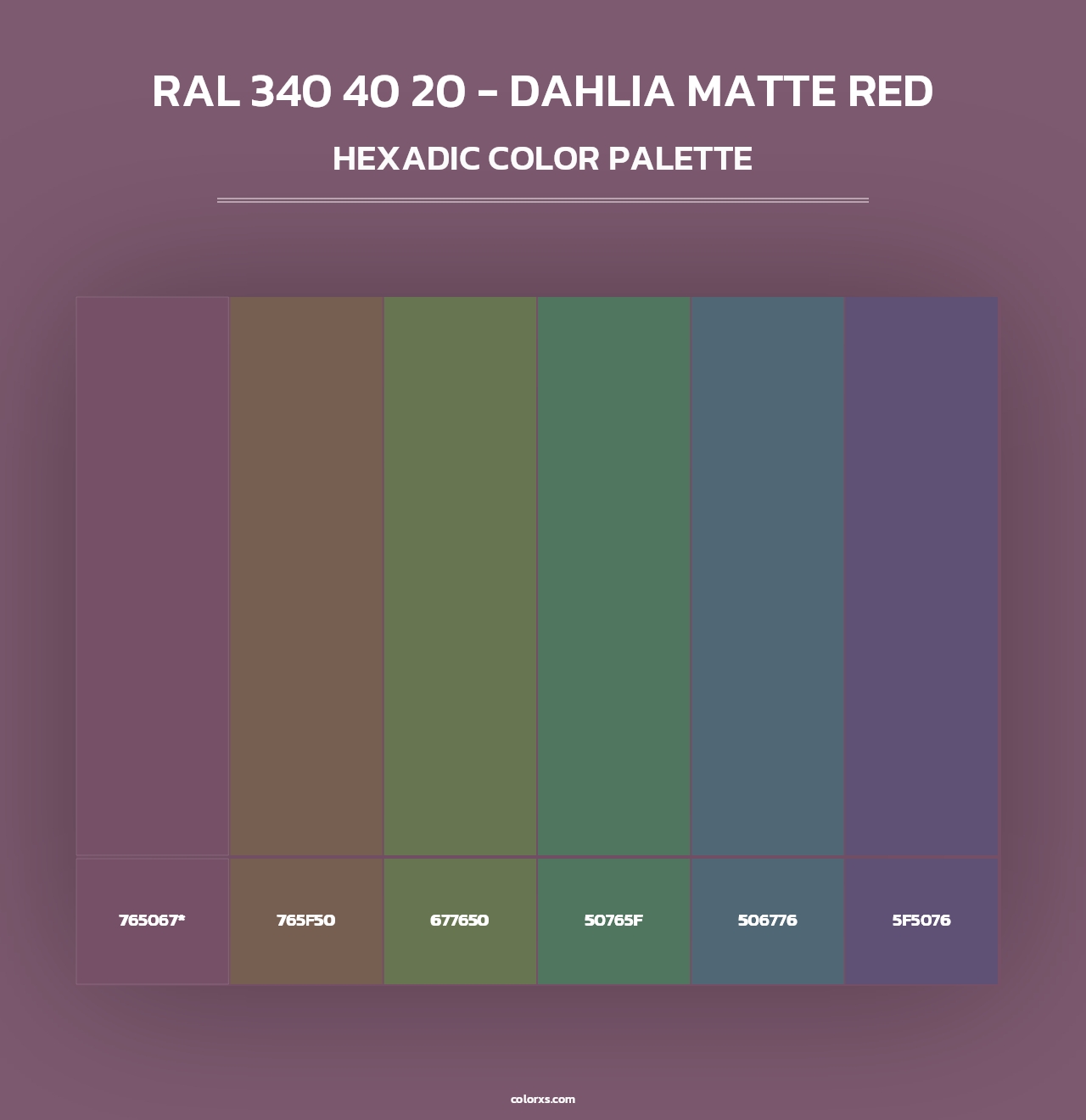 RAL 340 40 20 - Dahlia Matte Red - Hexadic Color Palette