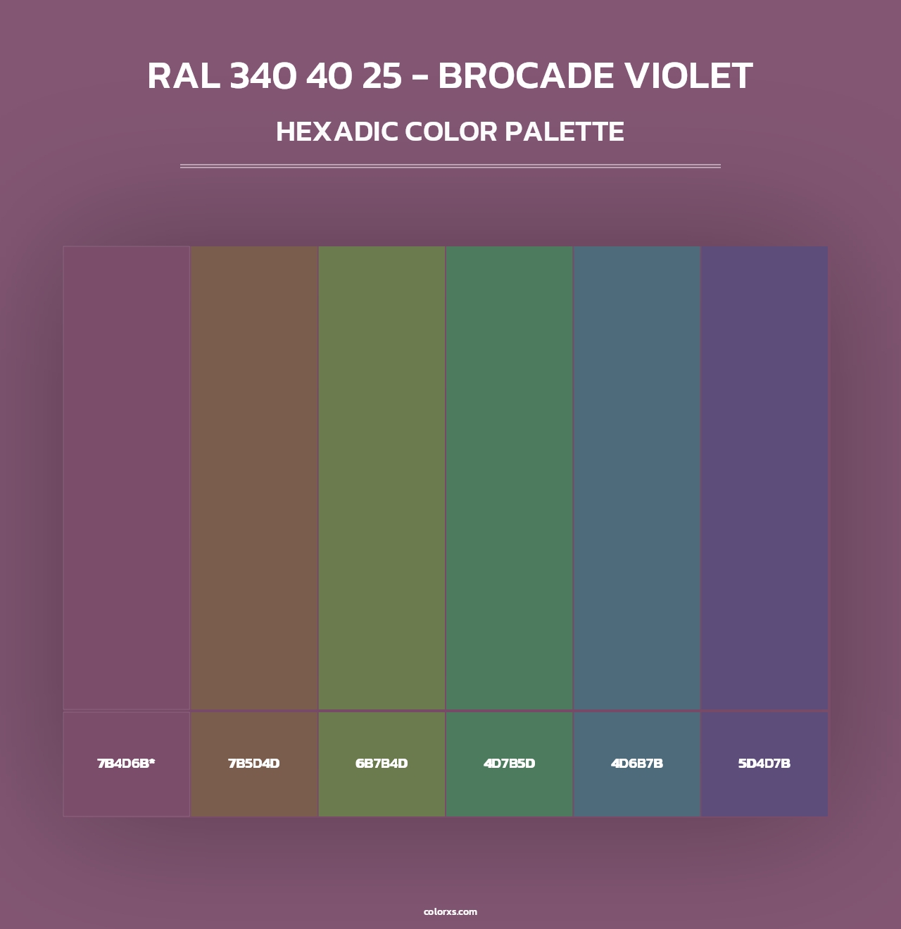 RAL 340 40 25 - Brocade Violet - Hexadic Color Palette