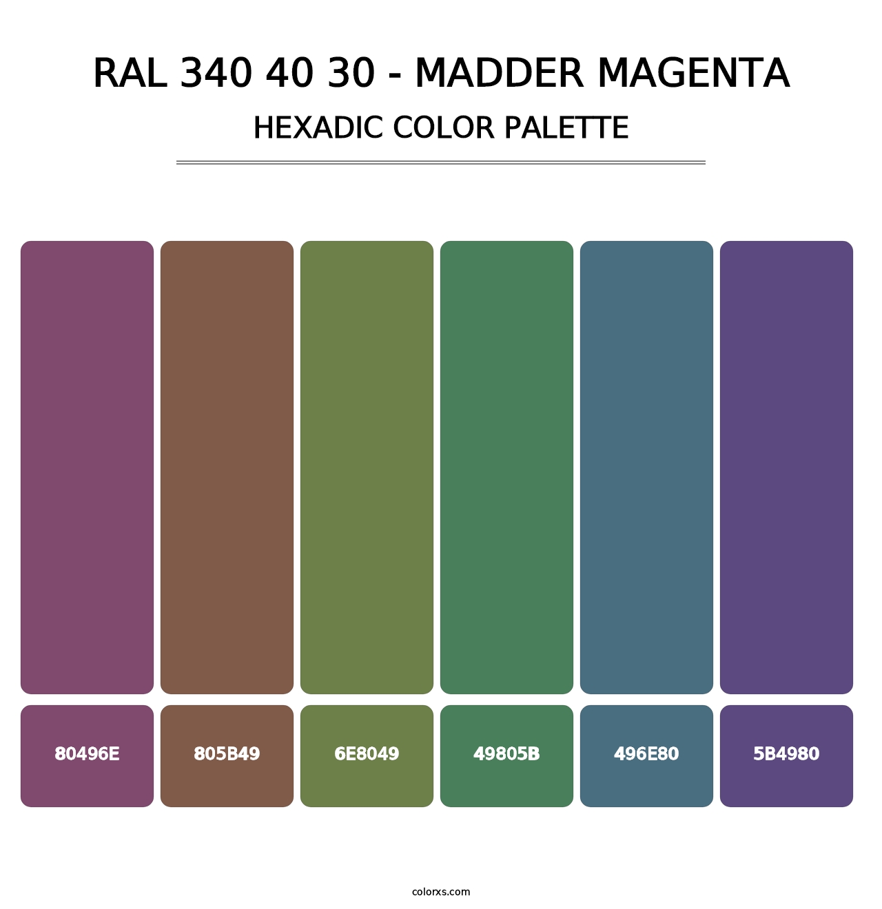 RAL 340 40 30 - Madder Magenta - Hexadic Color Palette