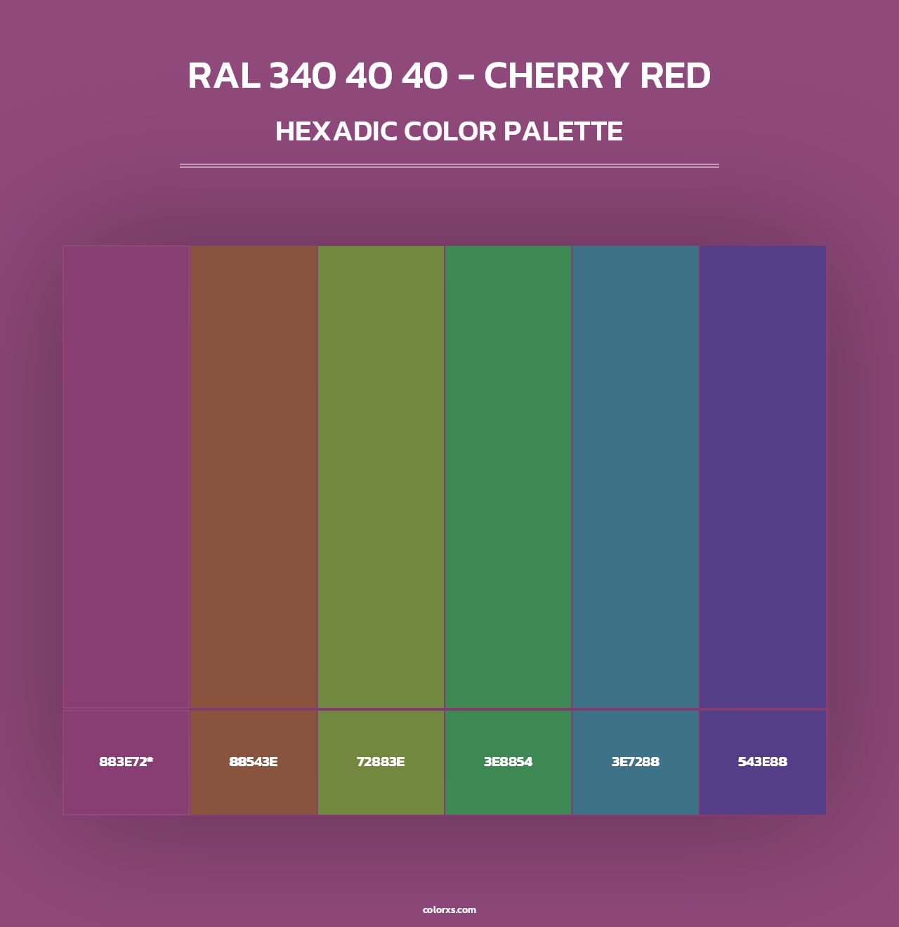 RAL 340 40 40 - Cherry Red - Hexadic Color Palette