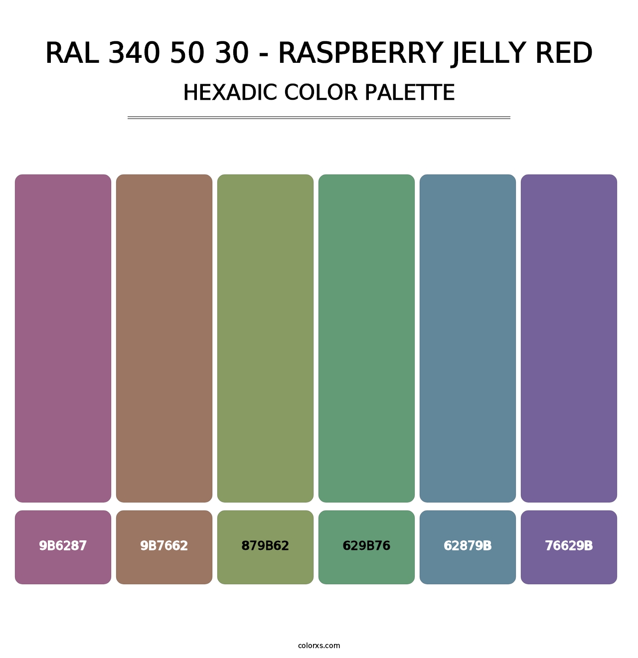 RAL 340 50 30 - Raspberry Jelly Red - Hexadic Color Palette