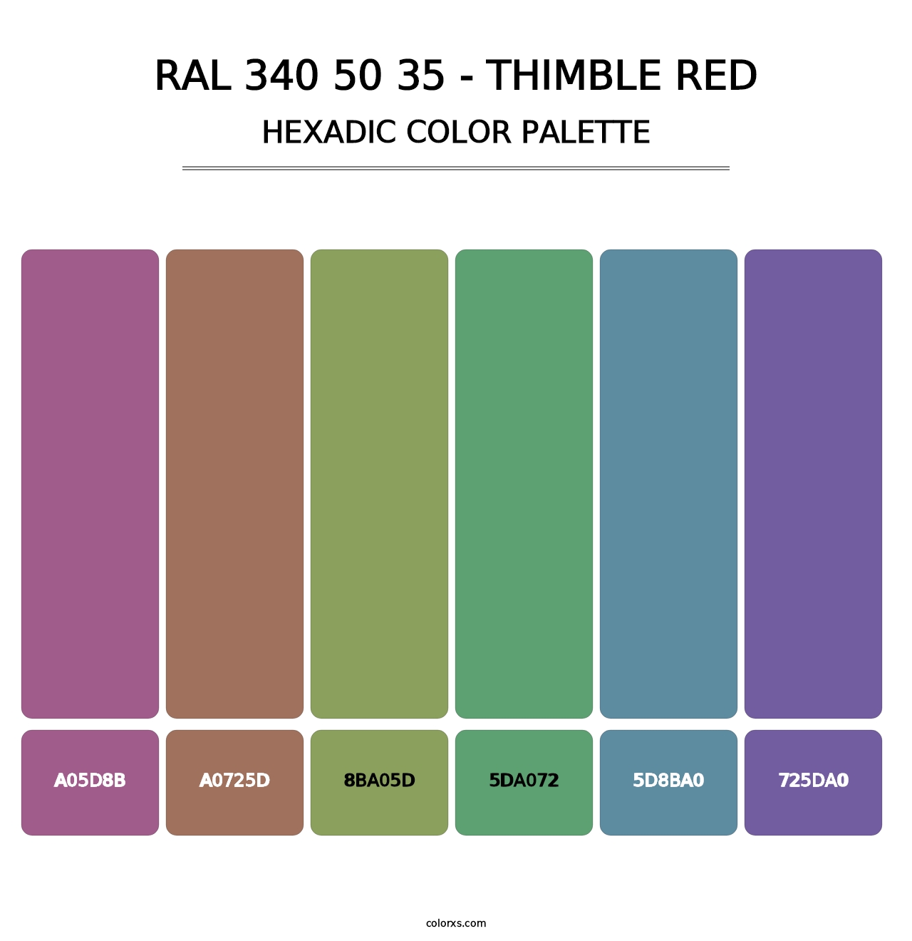 RAL 340 50 35 - Thimble Red - Hexadic Color Palette