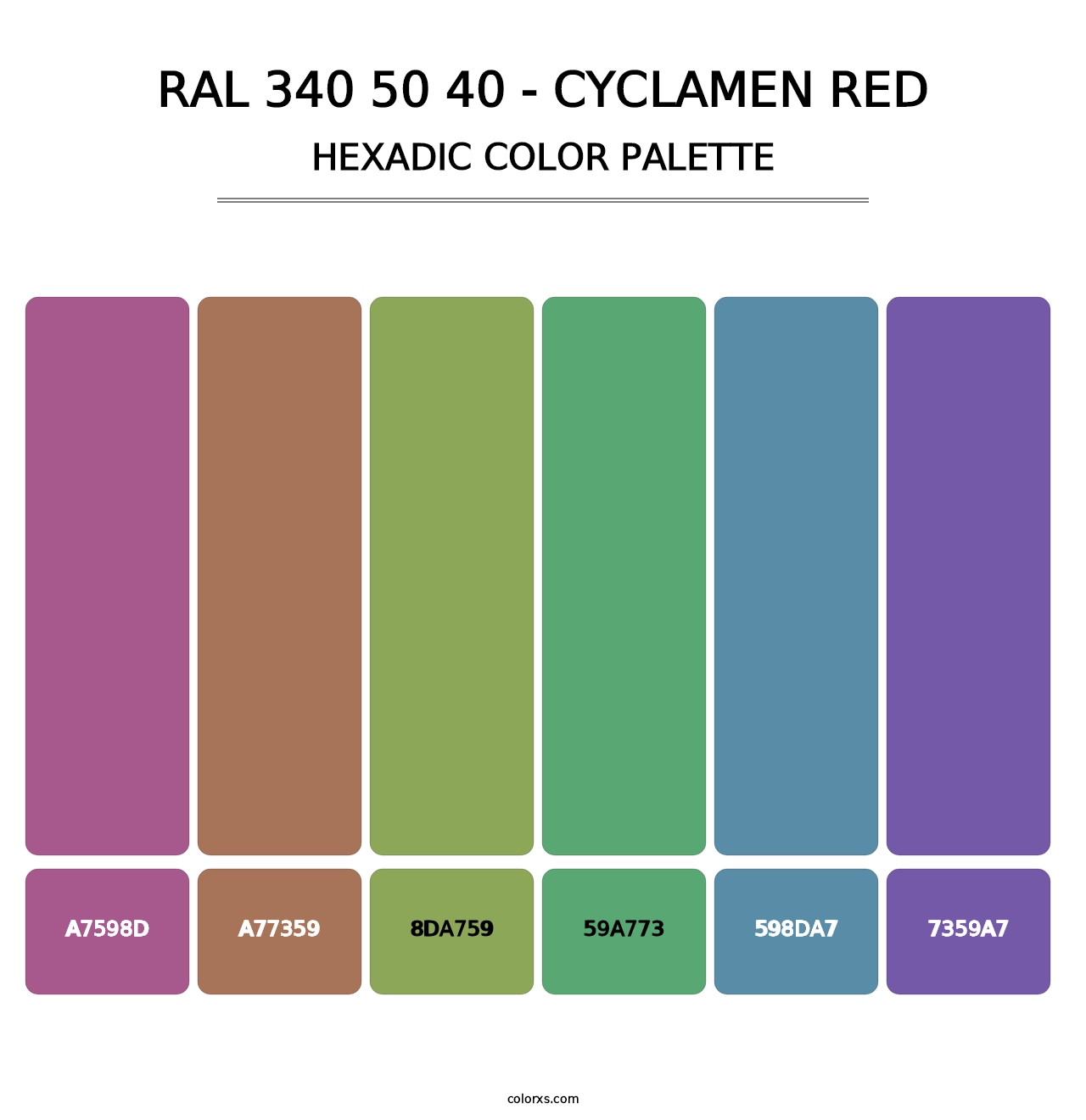 RAL 340 50 40 - Cyclamen Red - Hexadic Color Palette