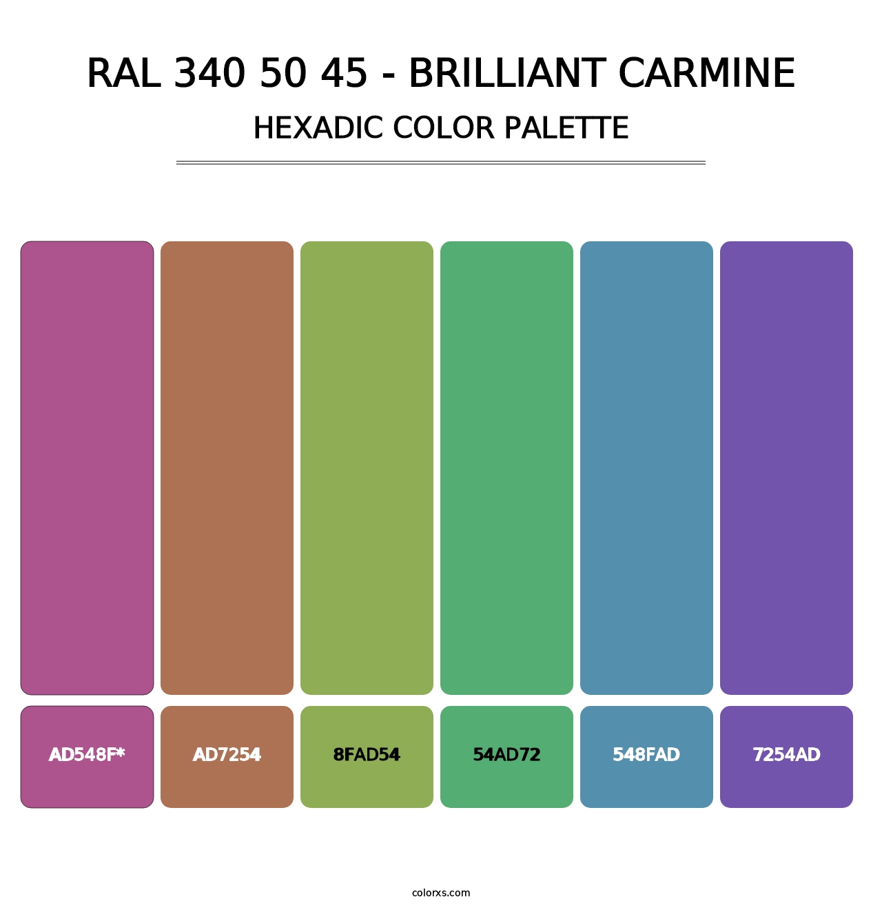 RAL 340 50 45 - Brilliant Carmine - Hexadic Color Palette