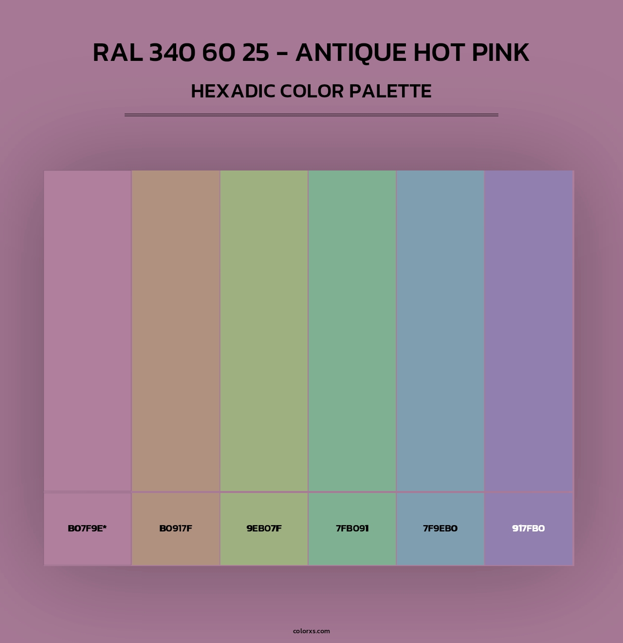 RAL 340 60 25 - Antique Hot Pink - Hexadic Color Palette