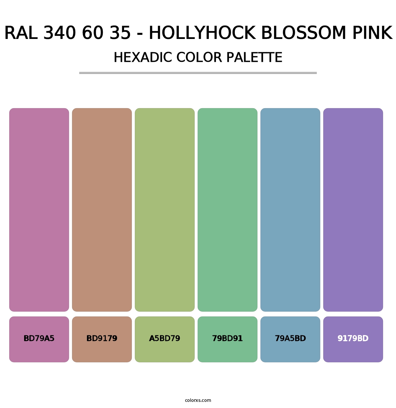 RAL 340 60 35 - Hollyhock Blossom Pink - Hexadic Color Palette