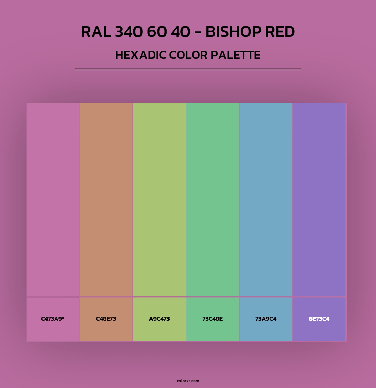 RAL 340 60 40 - Bishop Red - Hexadic Color Palette