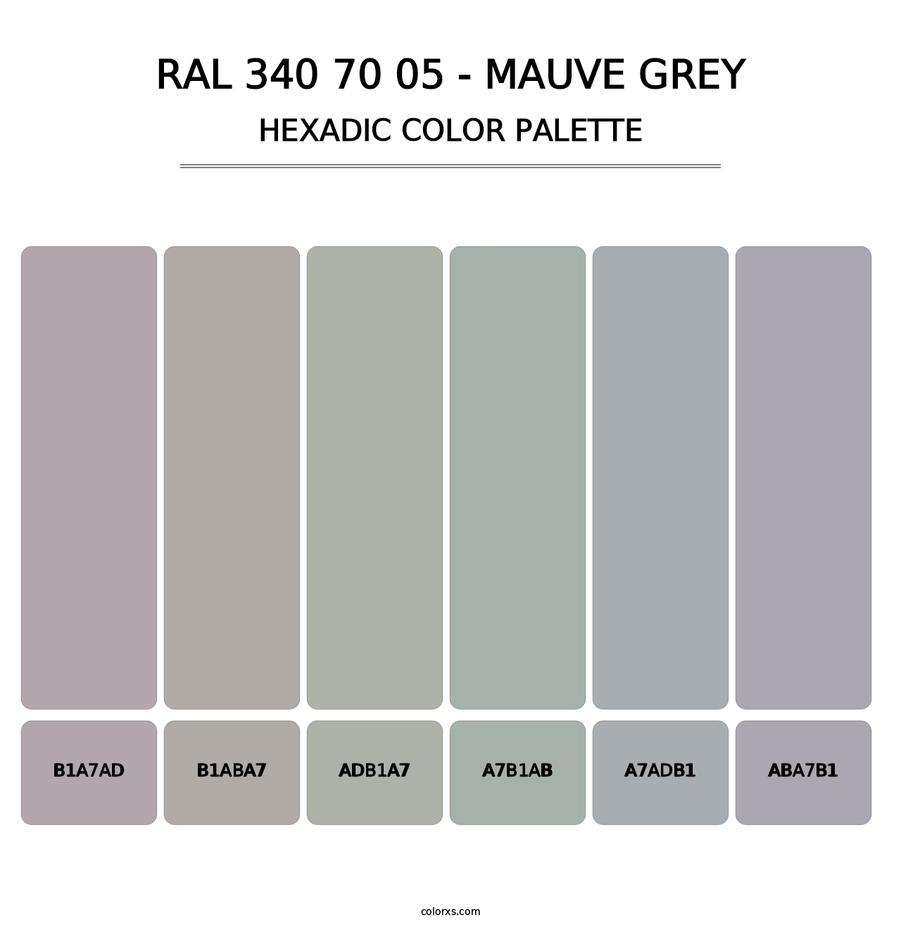 RAL 340 70 05 - Mauve Grey - Hexadic Color Palette