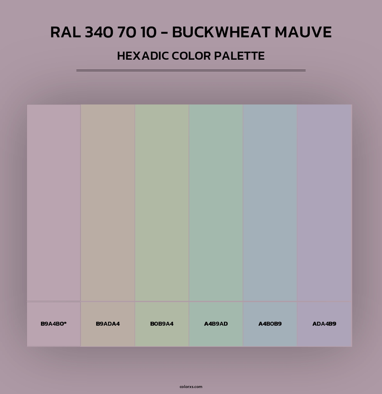 RAL 340 70 10 - Buckwheat Mauve - Hexadic Color Palette