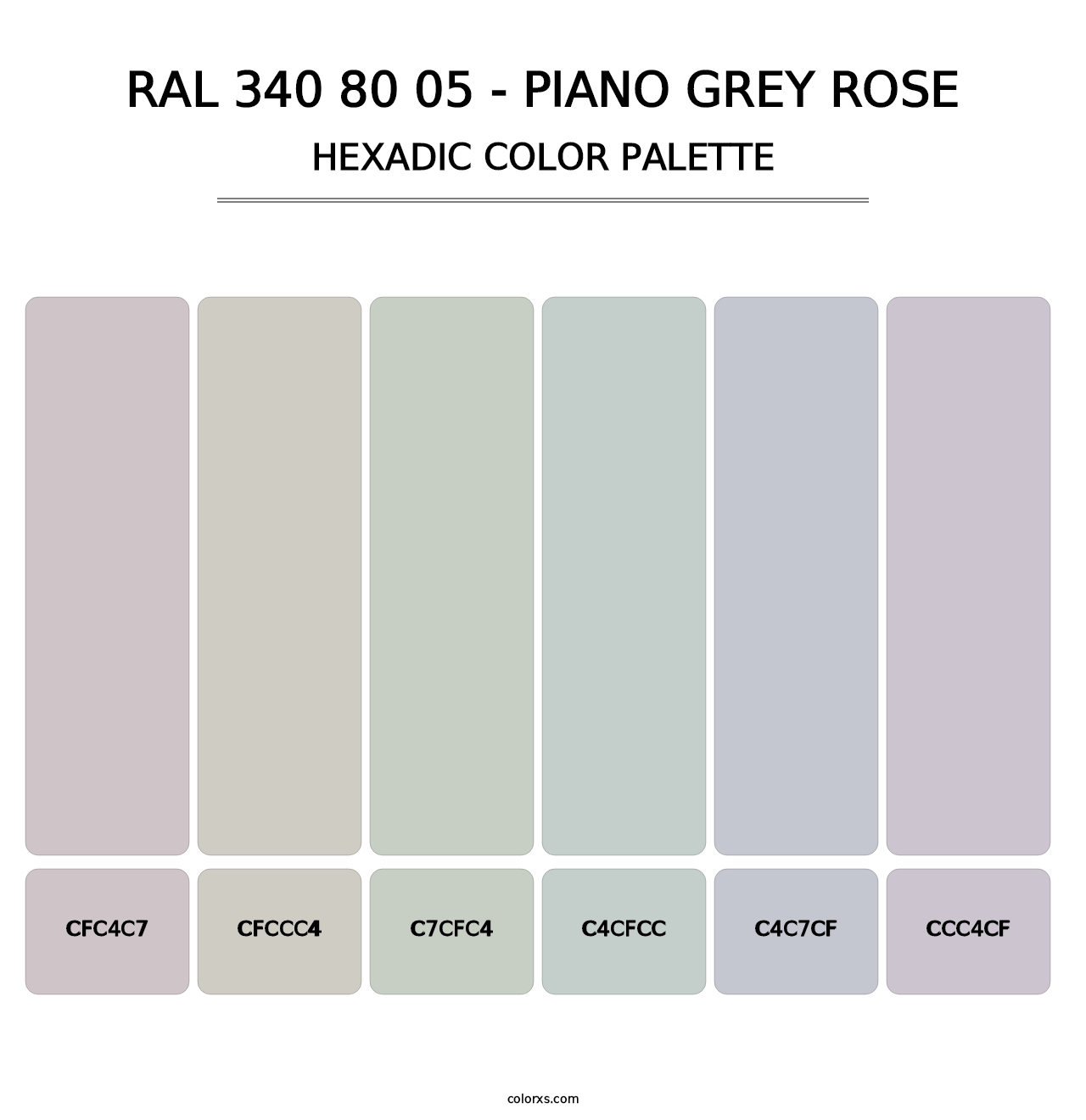 RAL 340 80 05 - Piano Grey Rose - Hexadic Color Palette