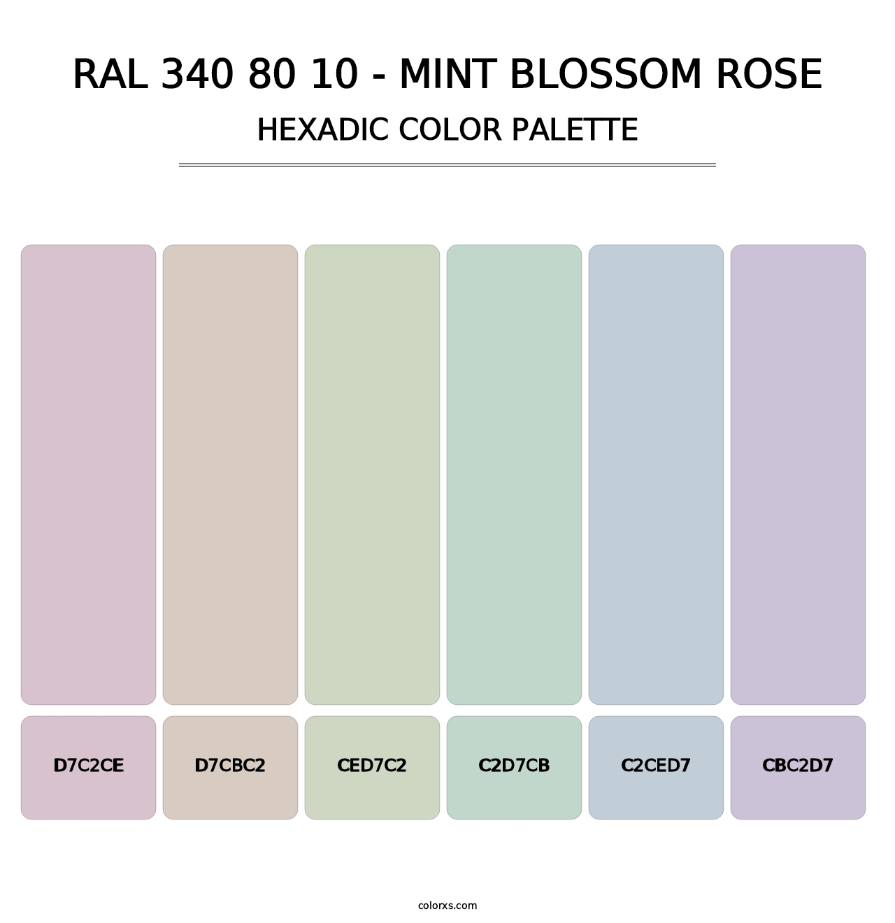 RAL 340 80 10 - Mint Blossom Rose - Hexadic Color Palette