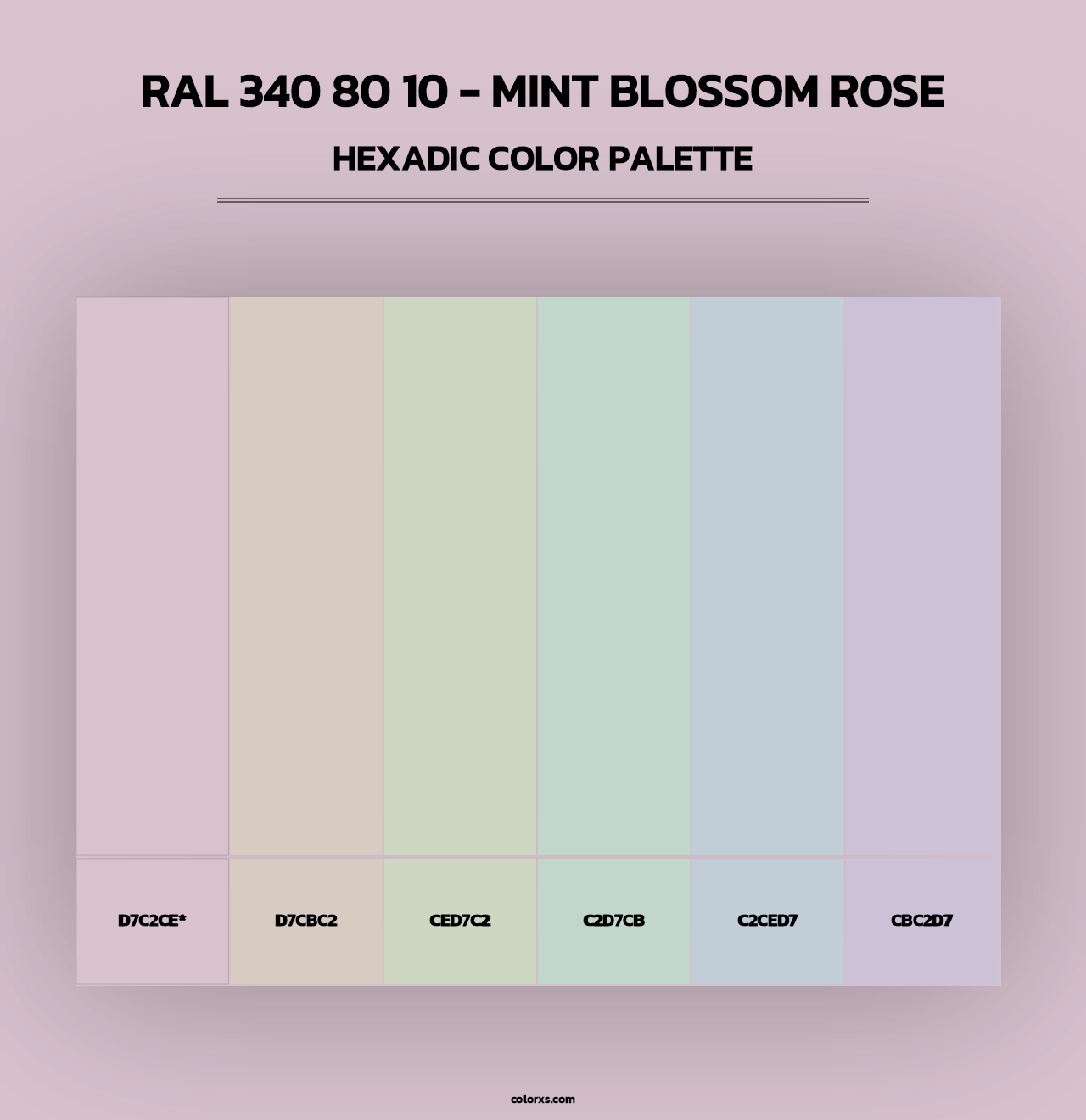 RAL 340 80 10 - Mint Blossom Rose - Hexadic Color Palette