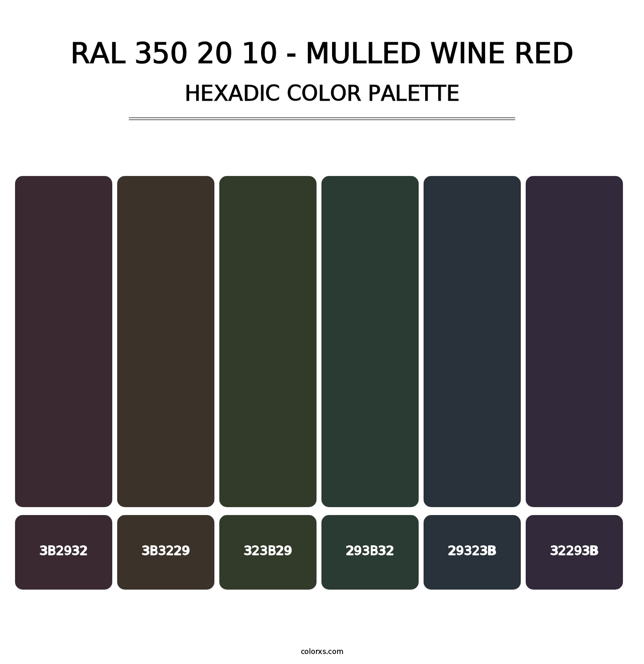 RAL 350 20 10 - Mulled Wine Red - Hexadic Color Palette