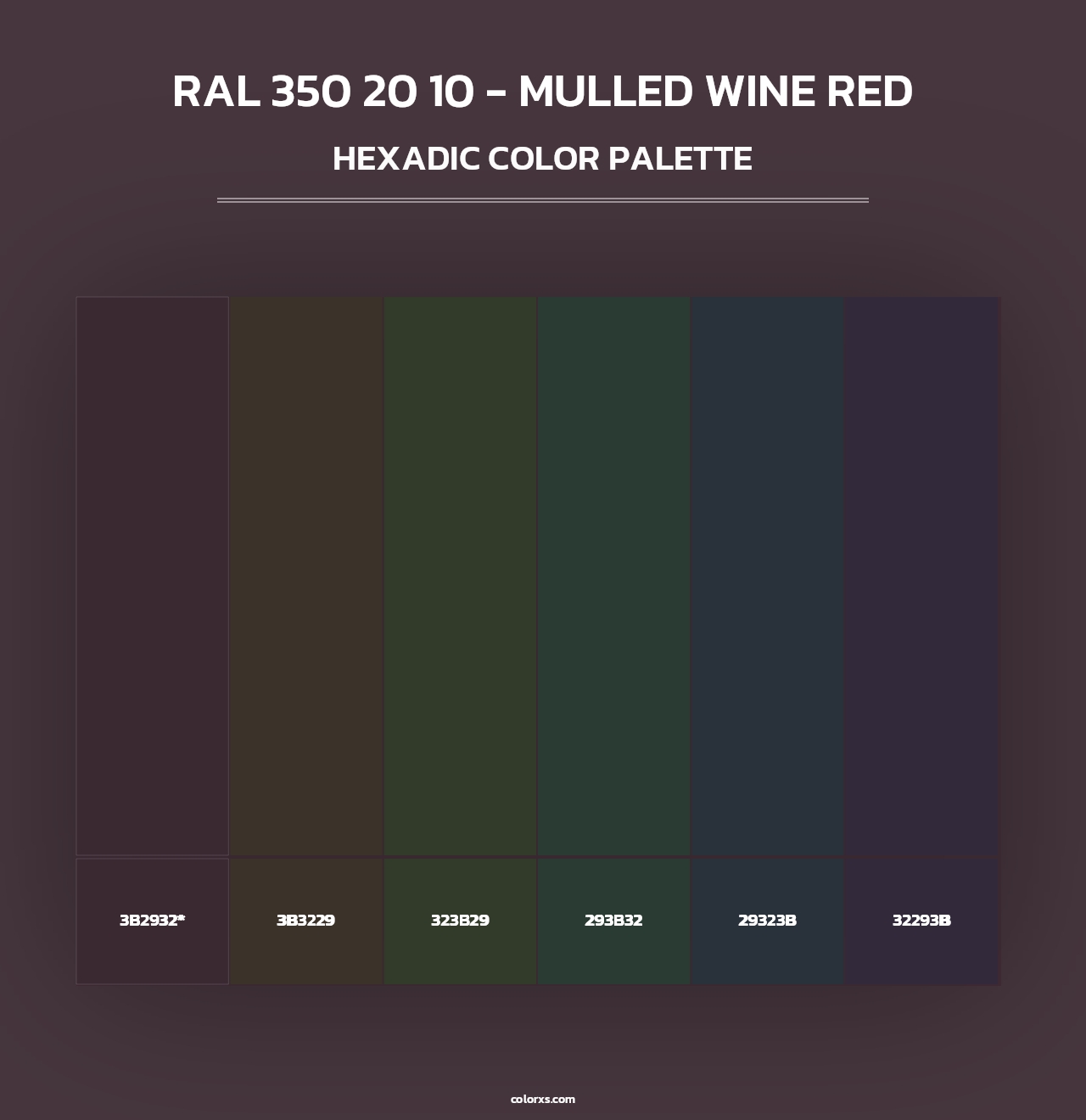 RAL 350 20 10 - Mulled Wine Red - Hexadic Color Palette