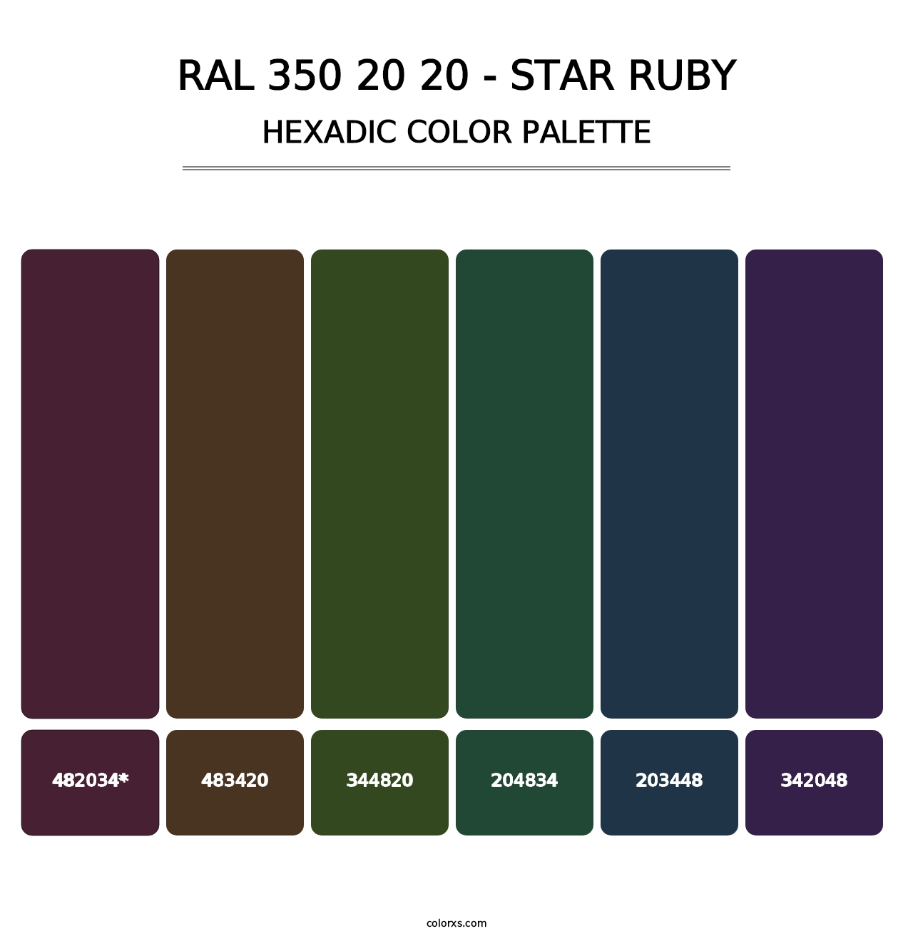 RAL 350 20 20 - Star Ruby - Hexadic Color Palette