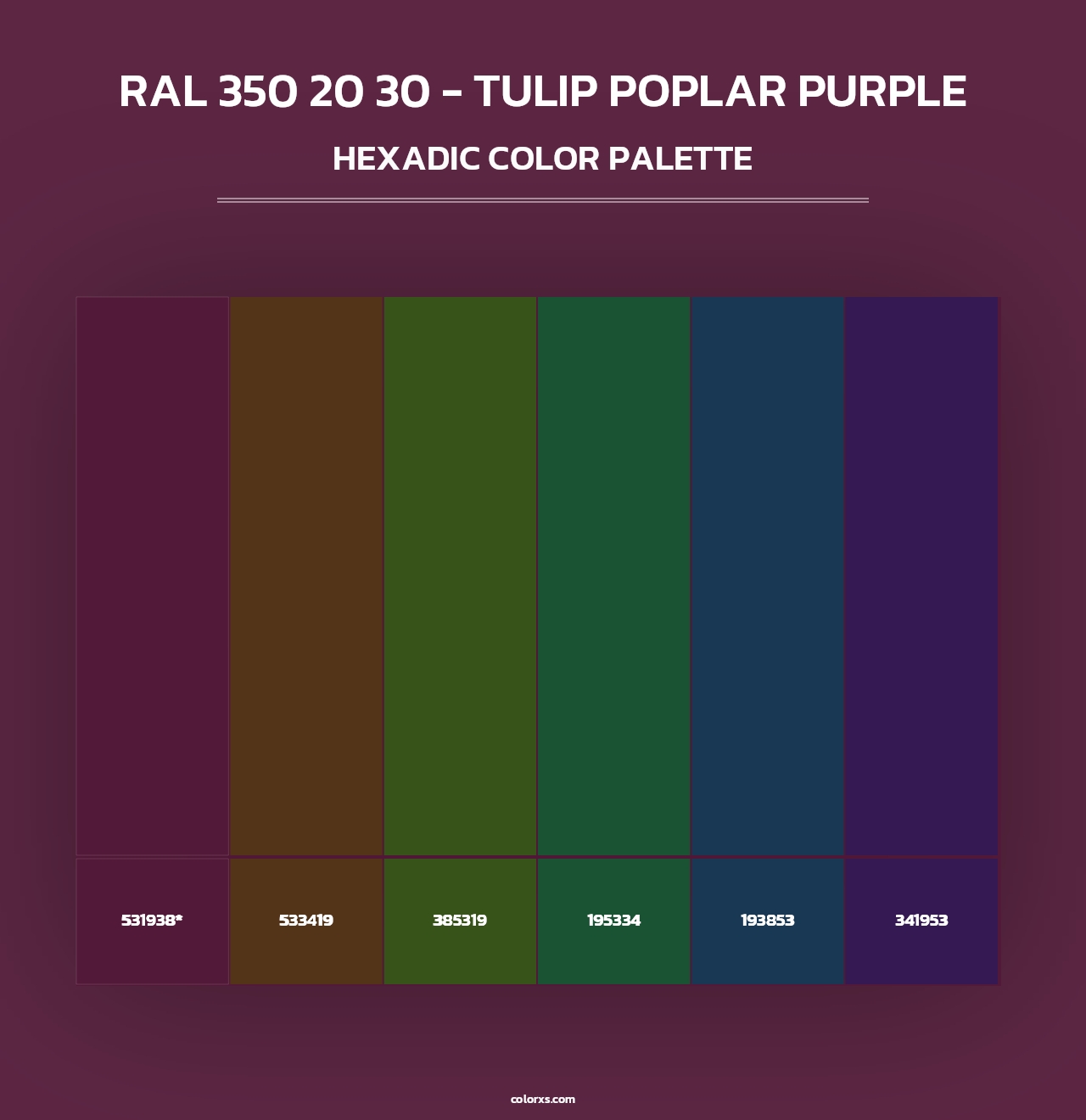 RAL 350 20 30 - Tulip Poplar Purple - Hexadic Color Palette
